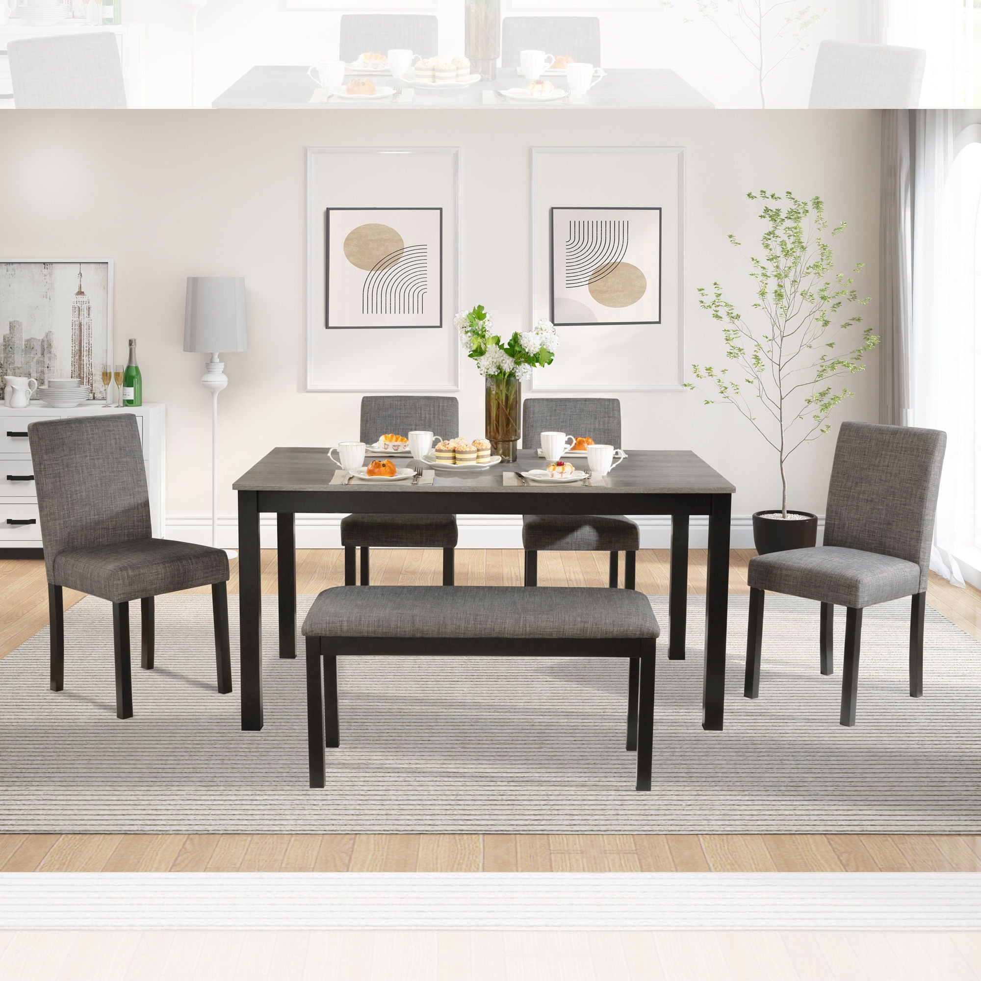 Modern Dining Table Set With Upholstered Chairs For Dining Room - Best Buy Furniture
