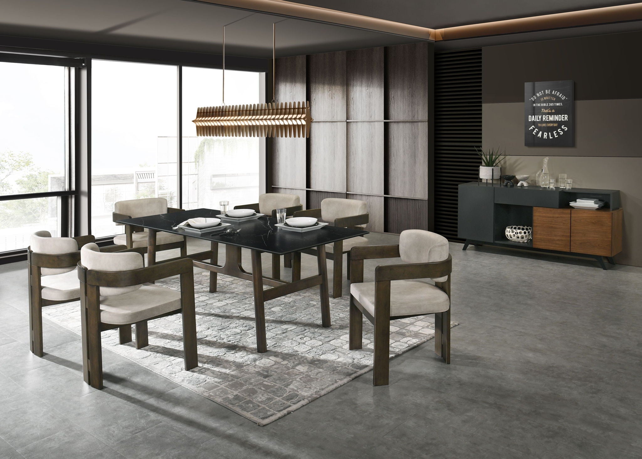 Destin - 8 Pieces Dining Room Set - Ceramic Walnut / Light Gray - Best Buy Furniture