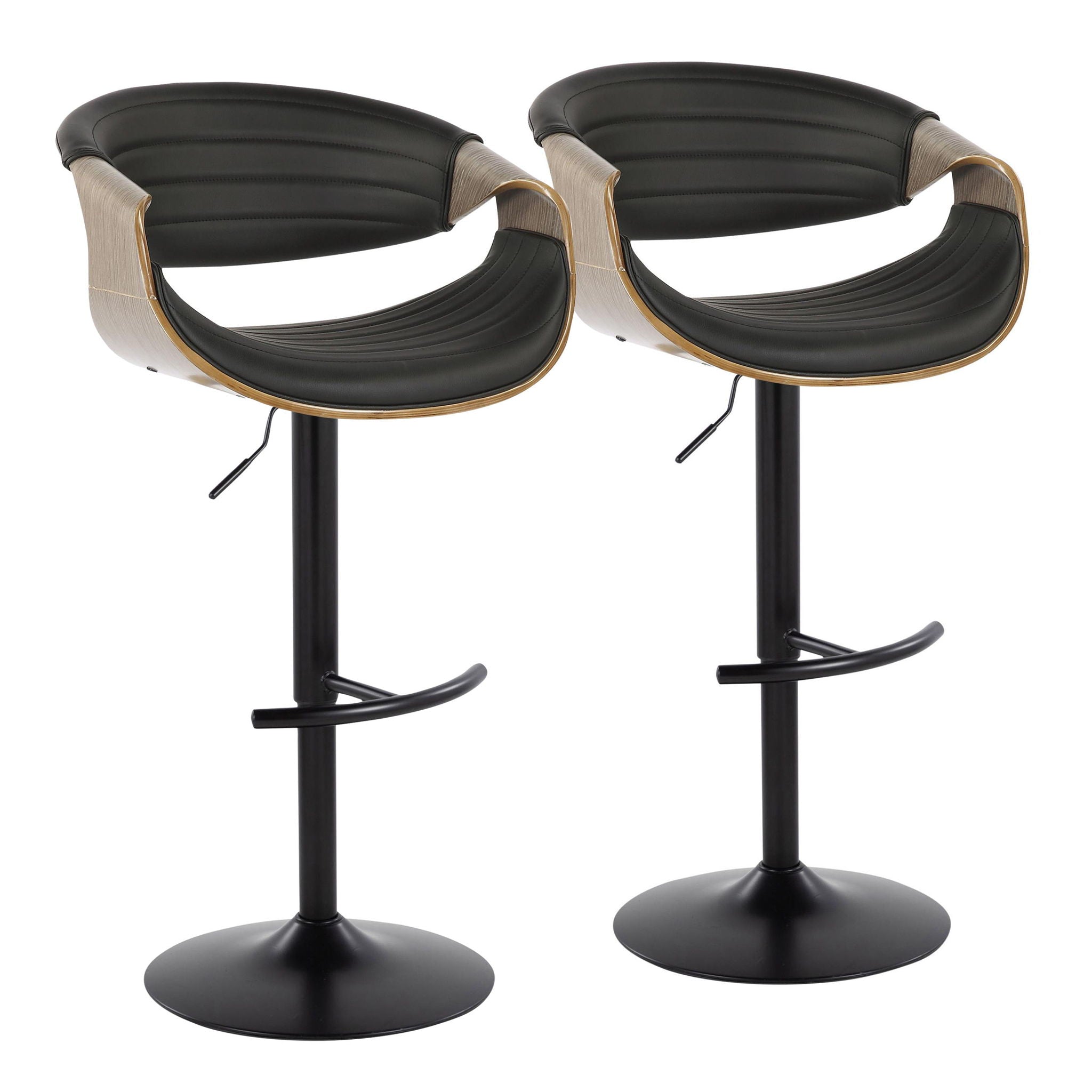 Symphony - Mid Century Modern Adjustable Barstool With Swivel With Rounded T Footrest (Set of 2) - Best Buy Furniture