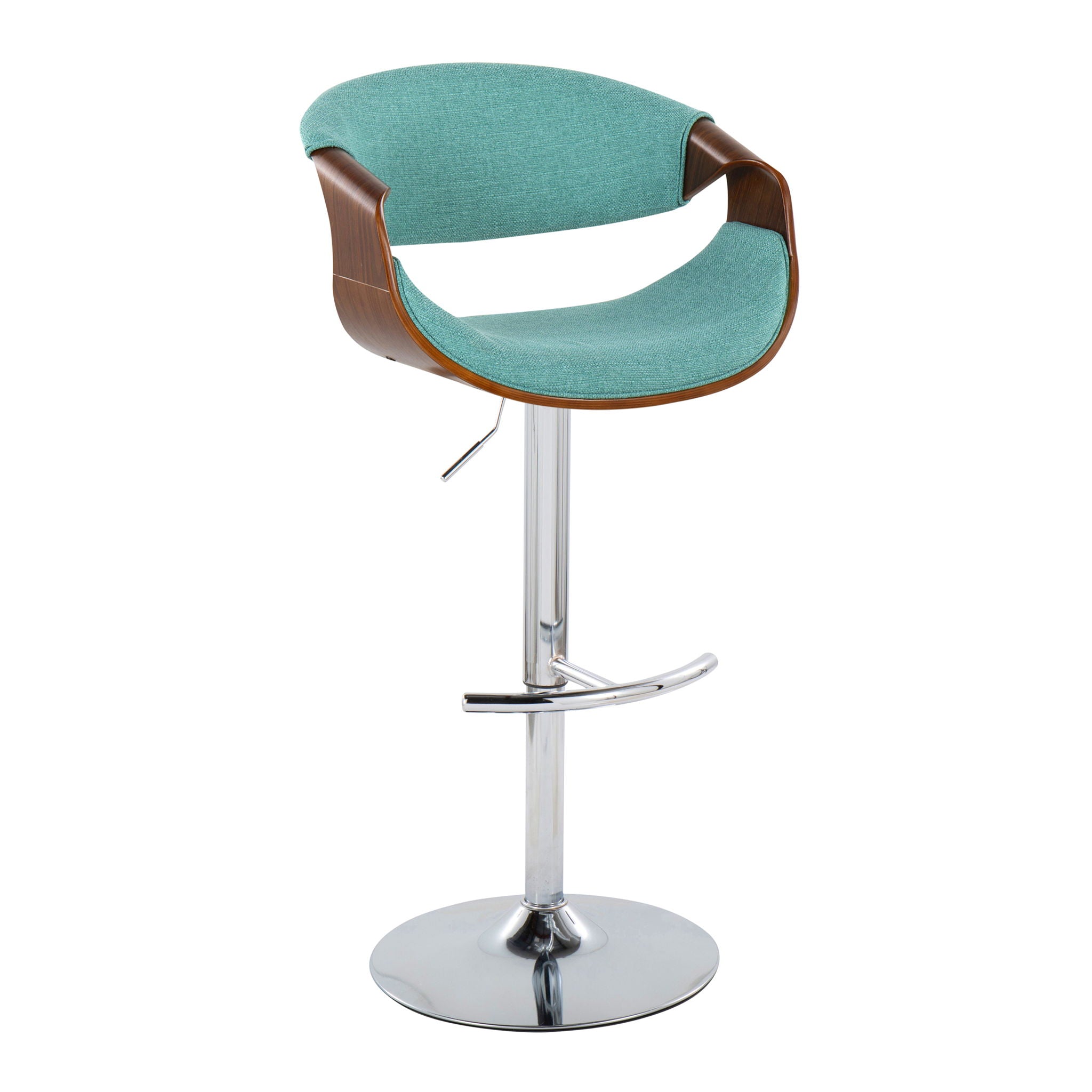 Curvo - Mid Century Modern Adjustable Barstool With Swivel With Rounded T Footrest (Set of 2) - Best Buy Furniture