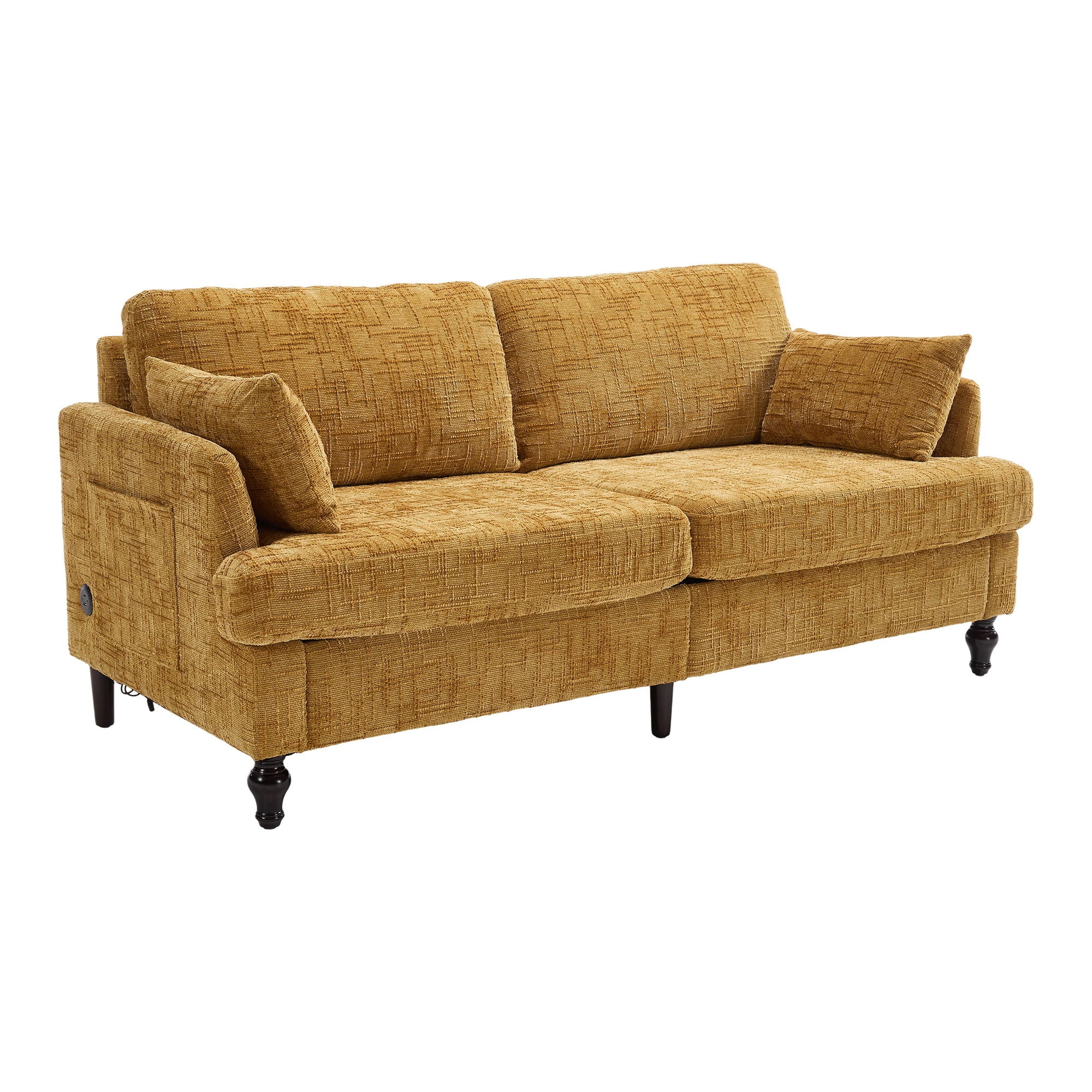 Chenille 2 Seater Sofa With LED Light, USB Charging Port, And Storage Bag