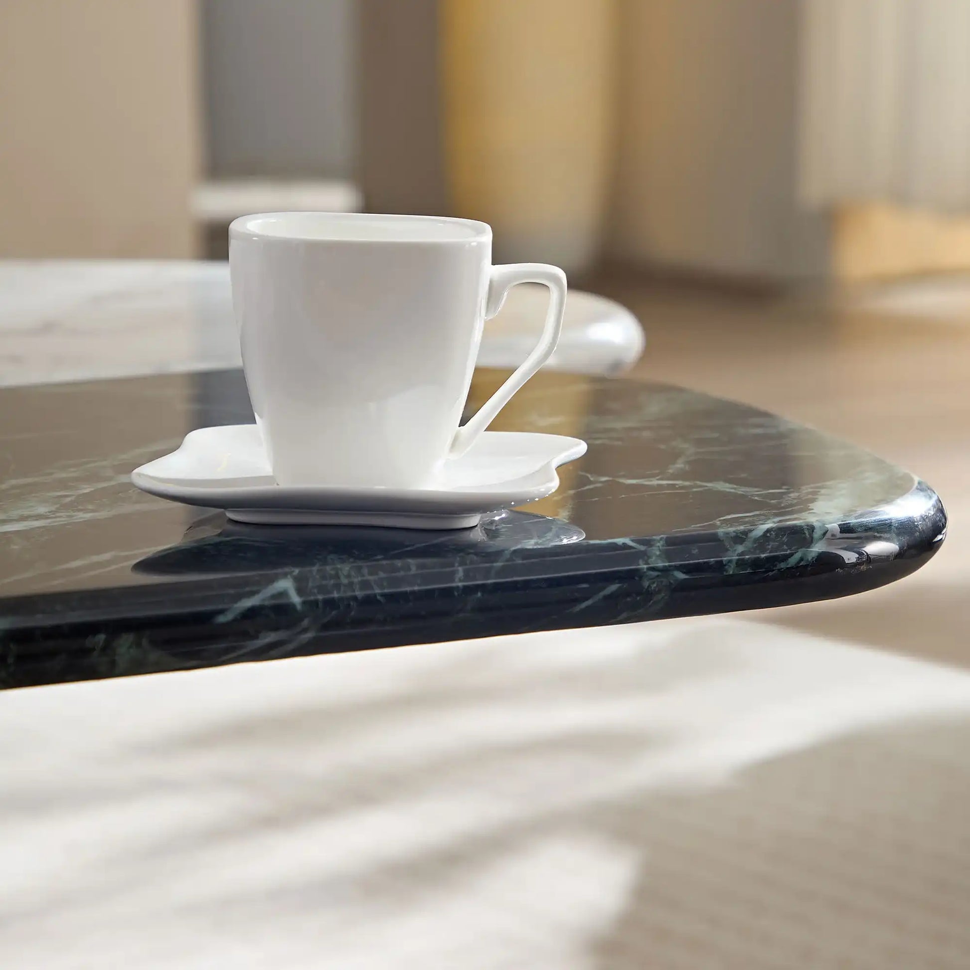 Faux Marble Coffee Tables Accent Tea Tables with Gold Metal Foot for Living Room Home Office - Best Buy Furniture