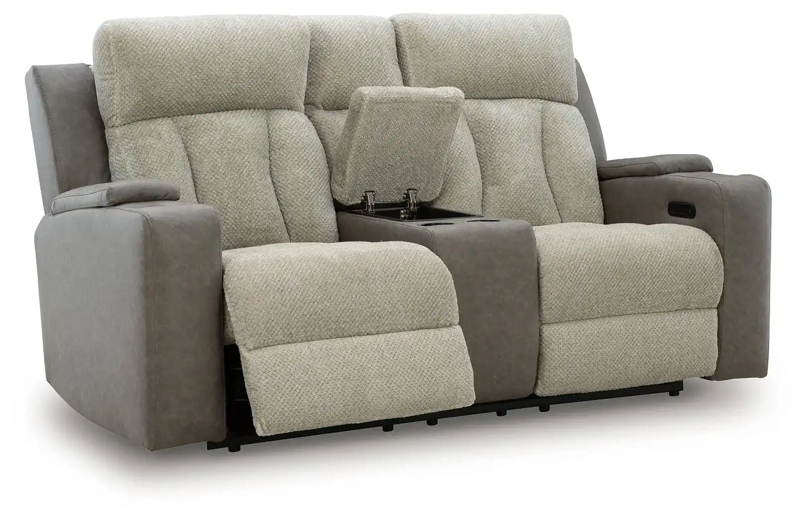 WhipLash - Power Reclining Loveseat With Console / Adj Headrest - Sisal - Best Buy Furniture