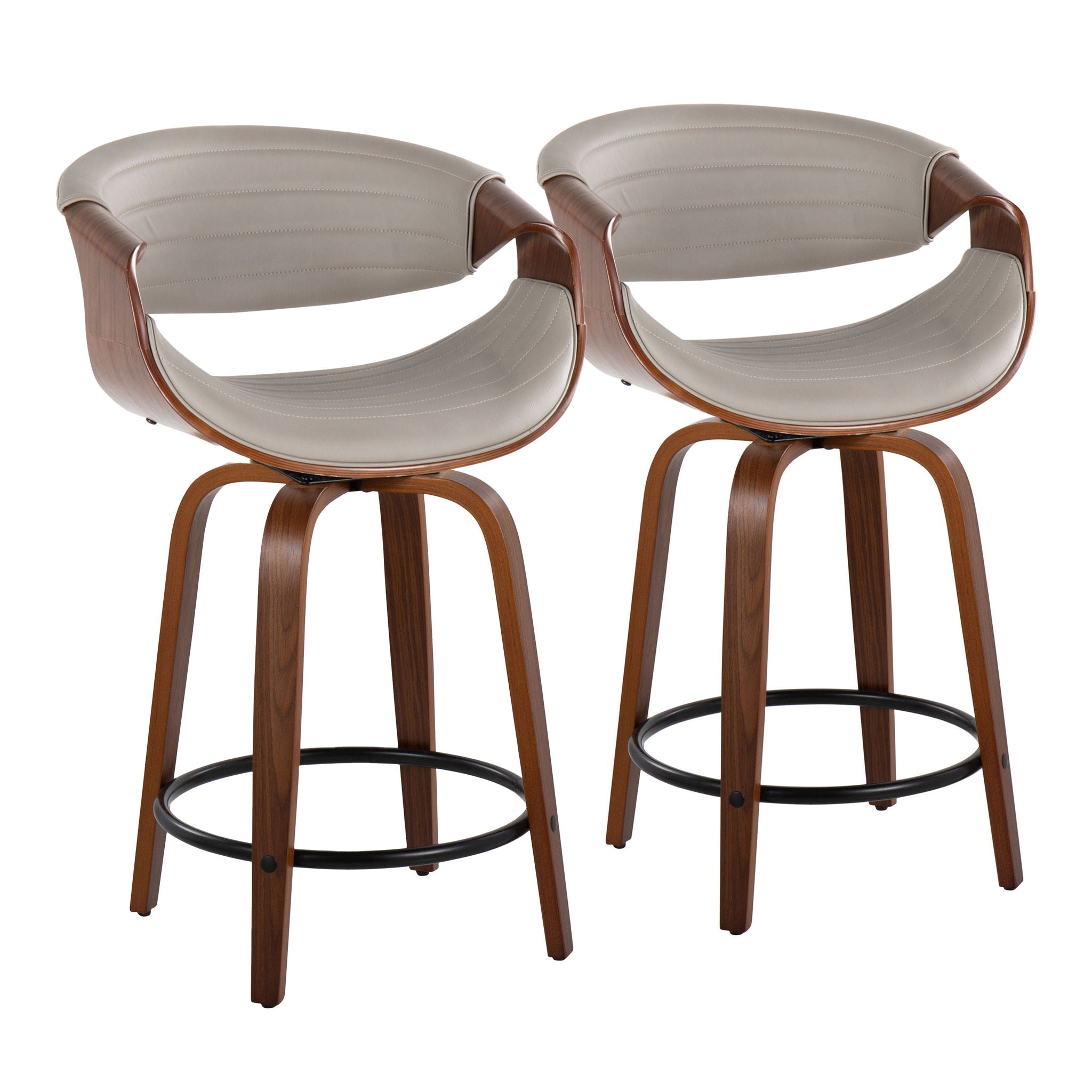Symphony - Mid Century Modern Fixed Height Counter Stool With Swivel With Round Footrest (Set of 2) - Best Buy Furniture