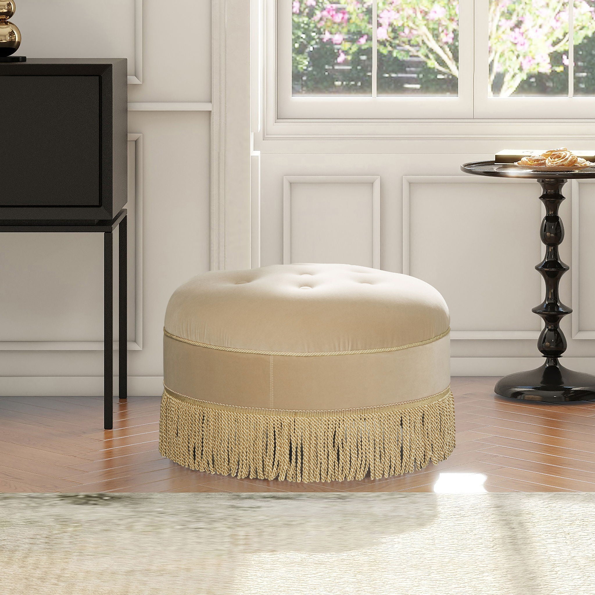 Yolanda - Round Upholstered Accent Ottoman - Best Buy Furniture