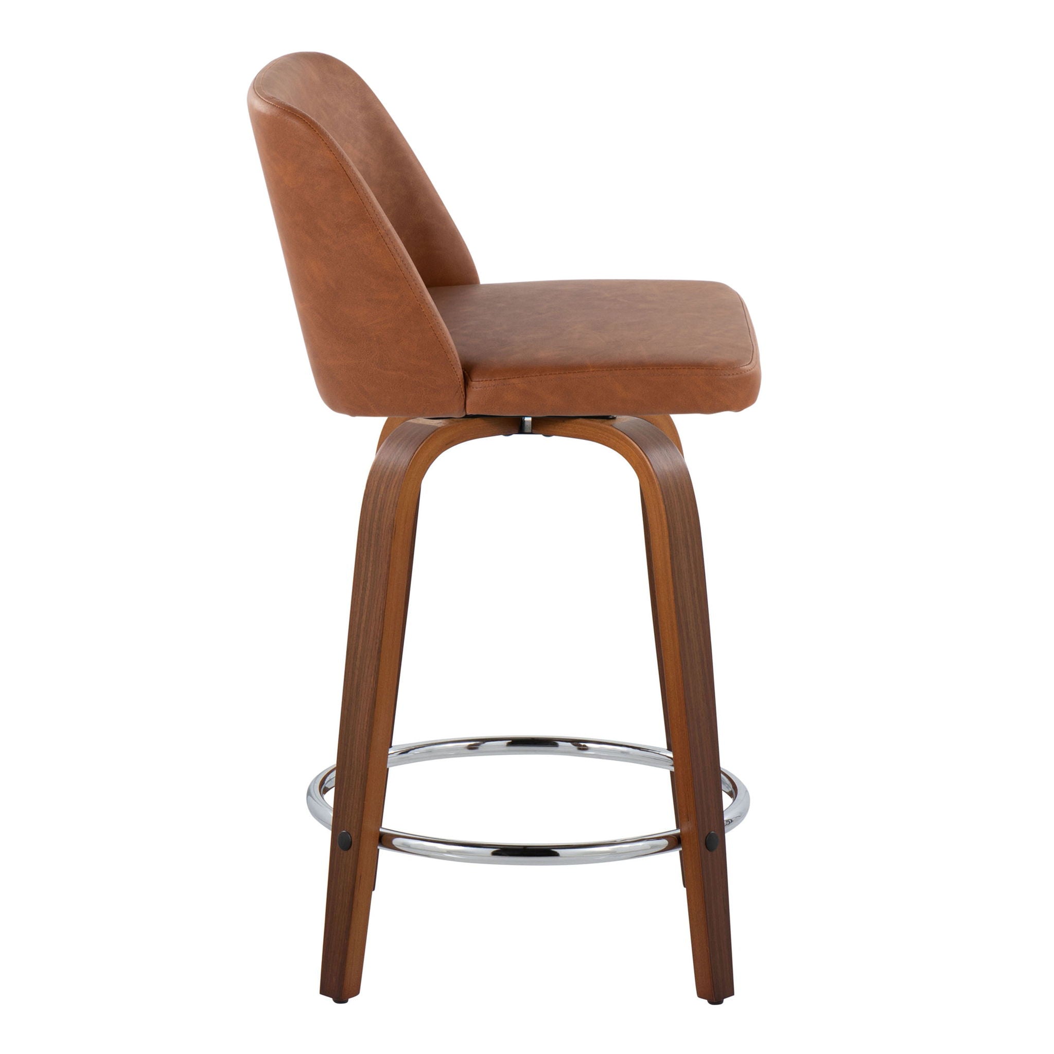 Toriano - Mid Century Modern Fixed Height Counter Stool With Swivel With Round Footrest (Set of 2) - Best Buy Furniture