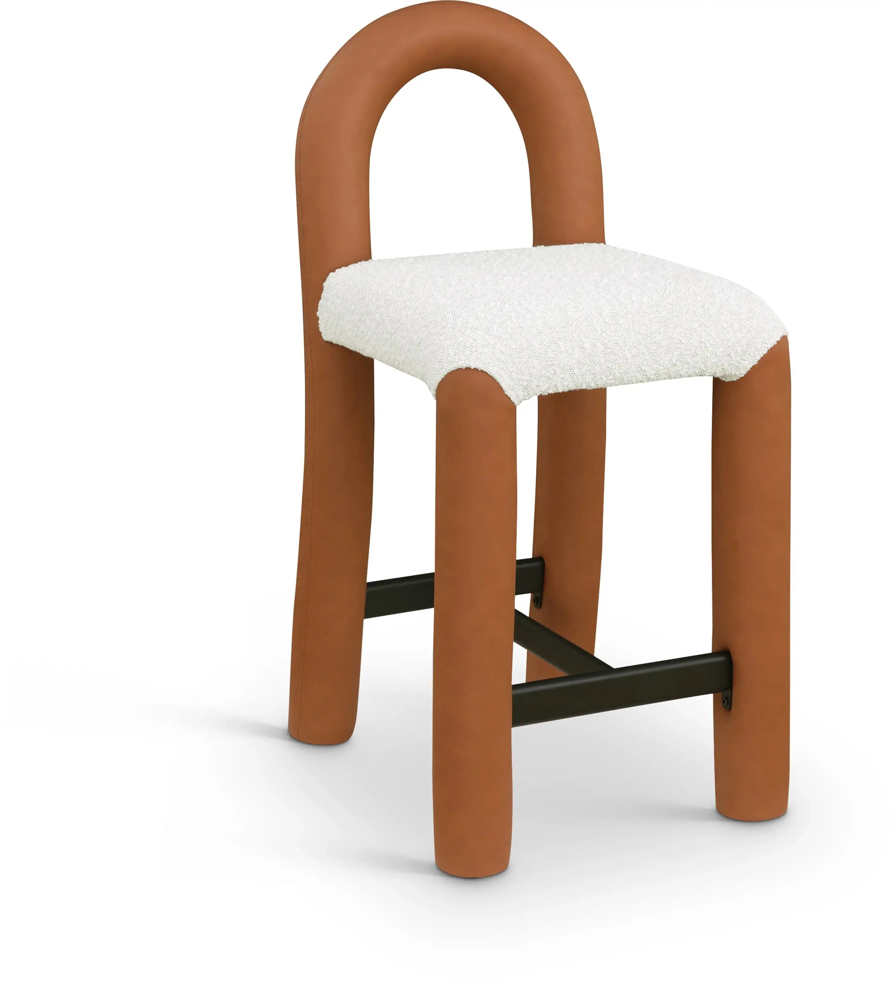 Amari - Vegan Leather and Boucle Fabric Stool - Best Buy Furniture