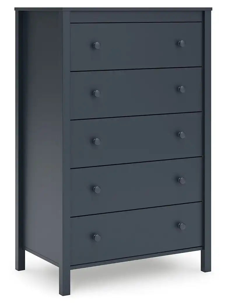 Simmenfort - Five Drawer Chest - Navy Blue - Best Buy Furniture