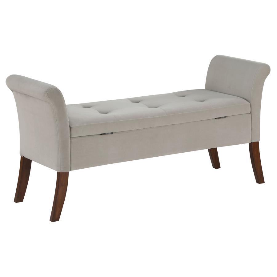 Farrah - Velvet Upholstered Rolled Arm Storage Bench - Best Buy Furniture