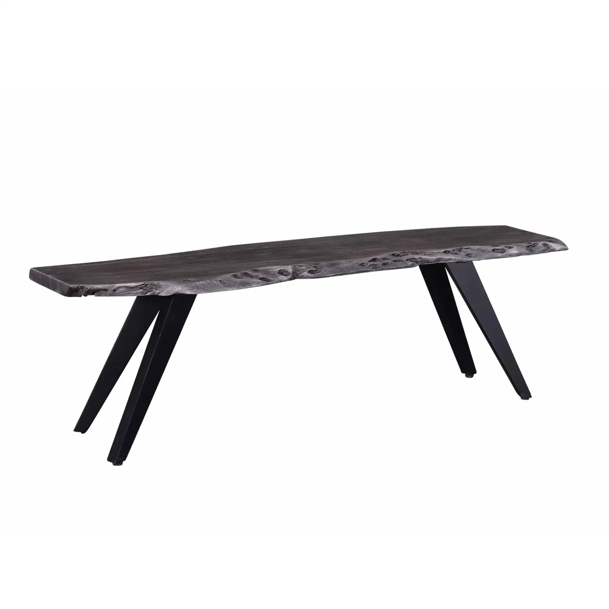Modern Acacia Wood Dining Bench, Live Edge Design Accent Bench With Iron Legs - Black / Gray - Best Buy Furniture