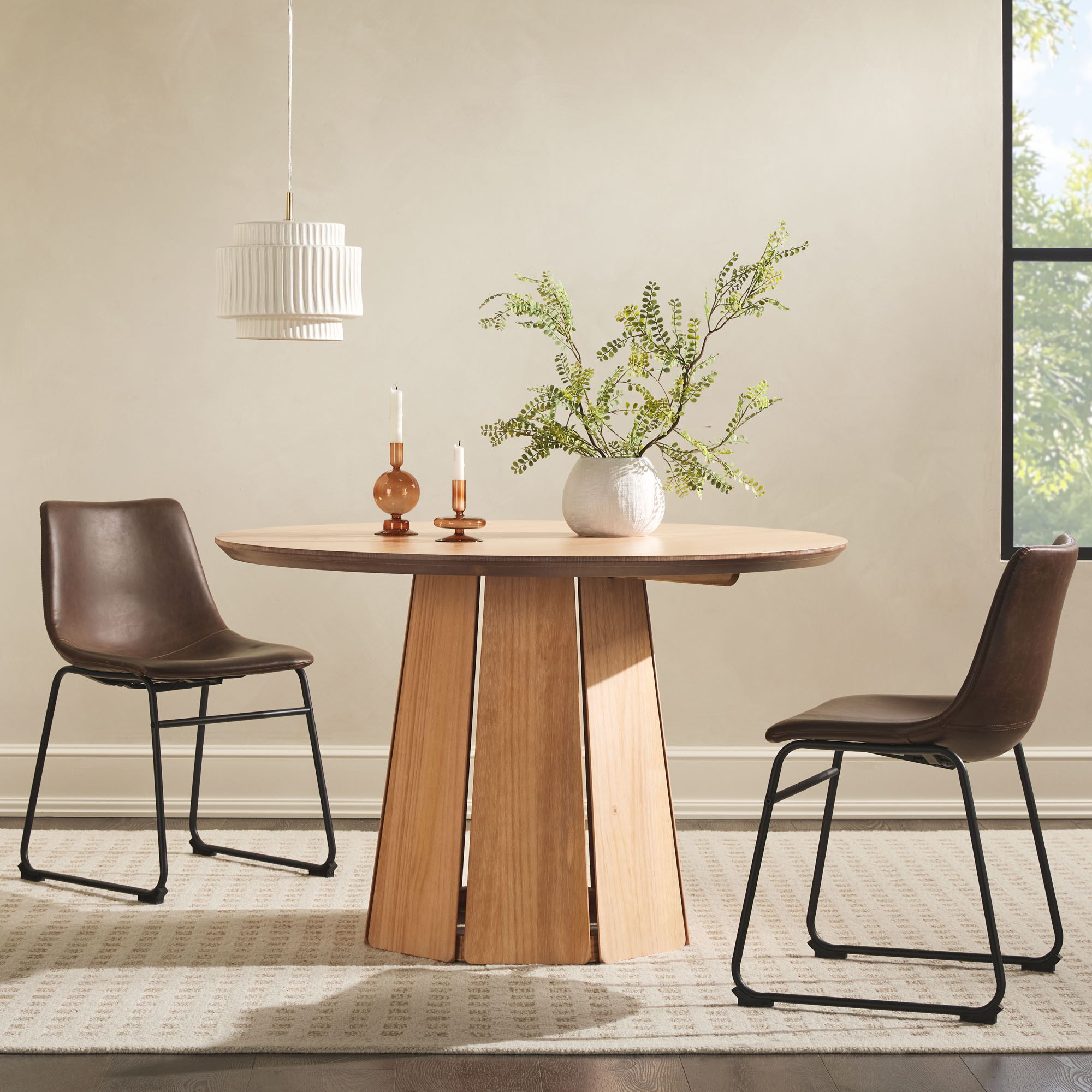 Round Pedestal Dining Table - Light Brown - Best Buy Furniture