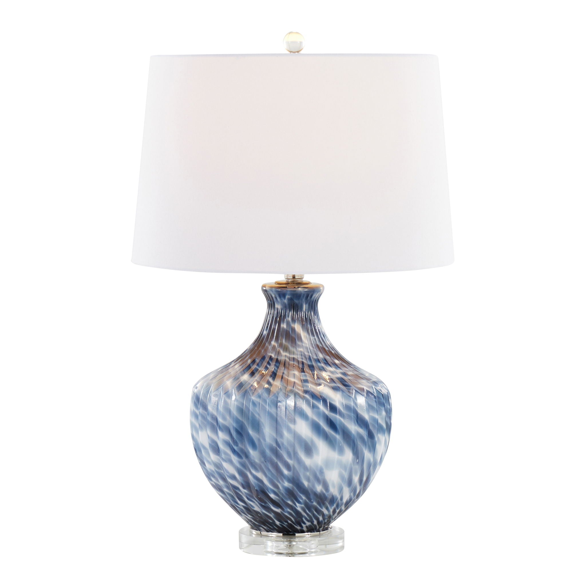 Lotus - Contemporary Table Lamp (Set of 2) - True Navy / Gold / Polished Nickel / Clear Crystal - Best Buy Furniture