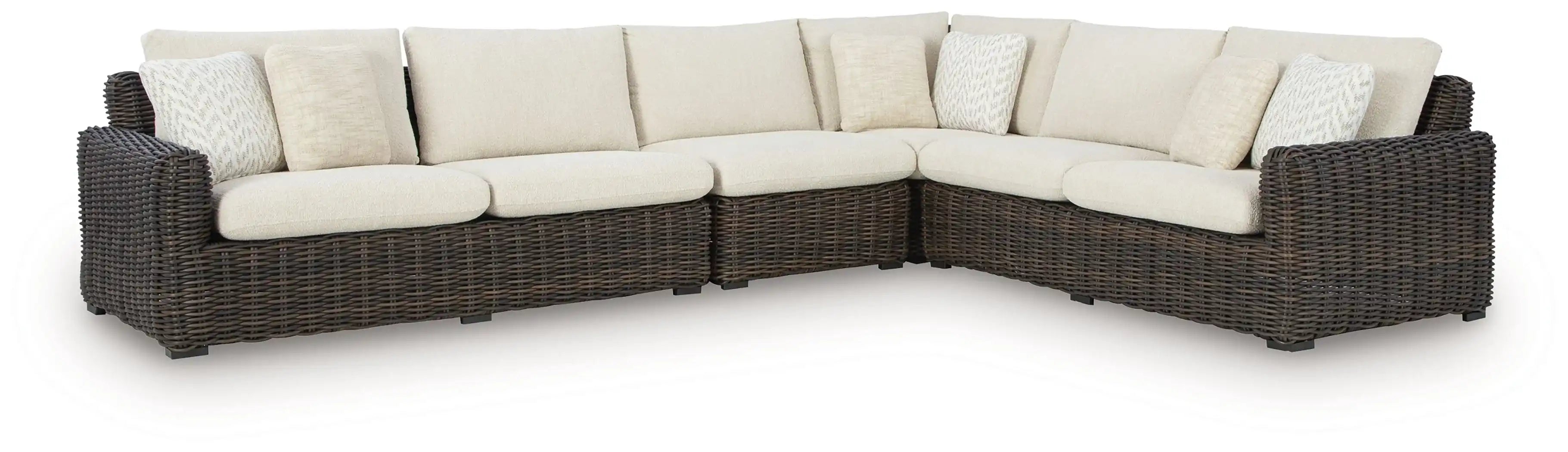 Kimora - 4-Piece Outdoor Sectional - Beige / Dark Brown - Best Buy Furniture