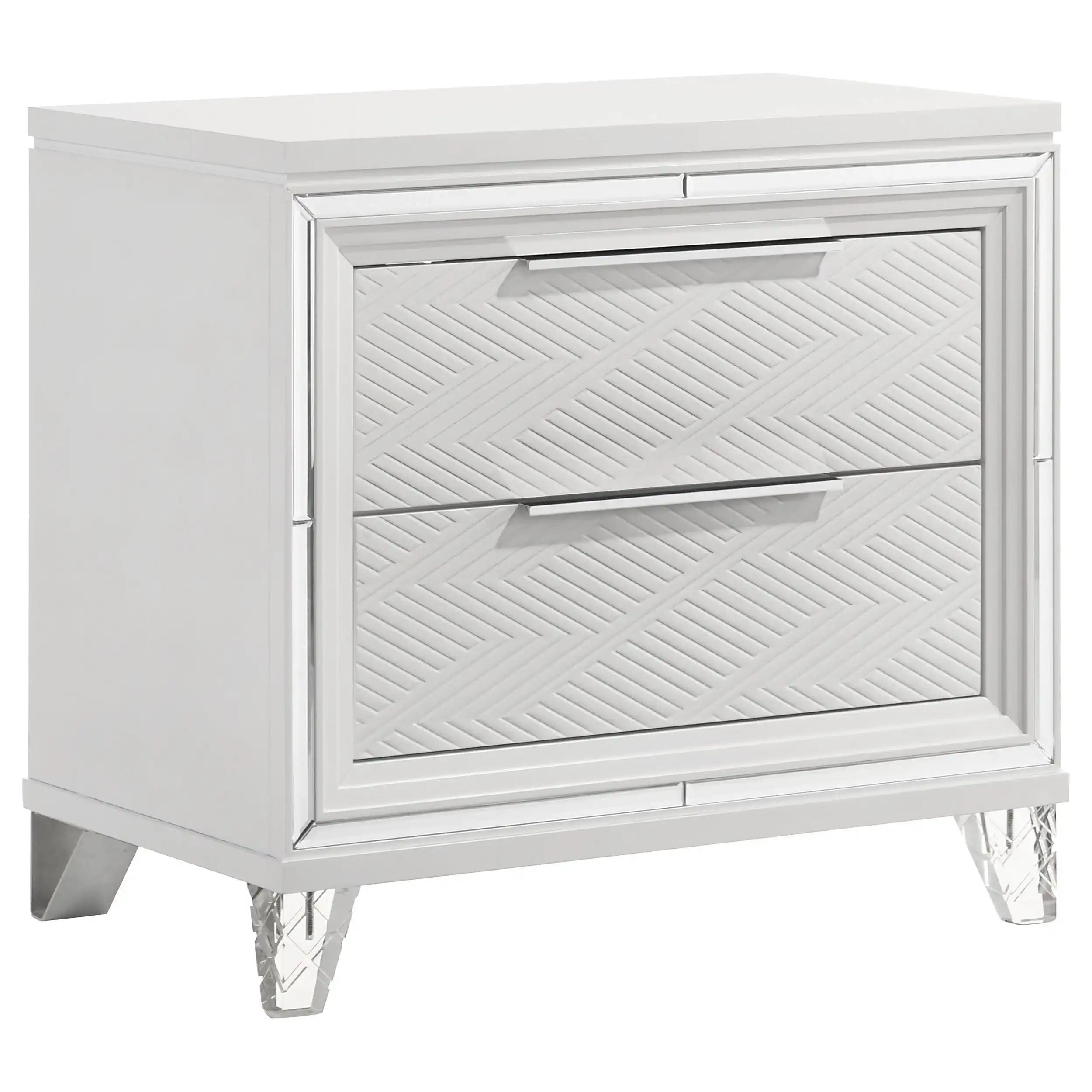 Marmore - 2-Drawer Nightstand Bedside Table - White - Best Buy Furniture
