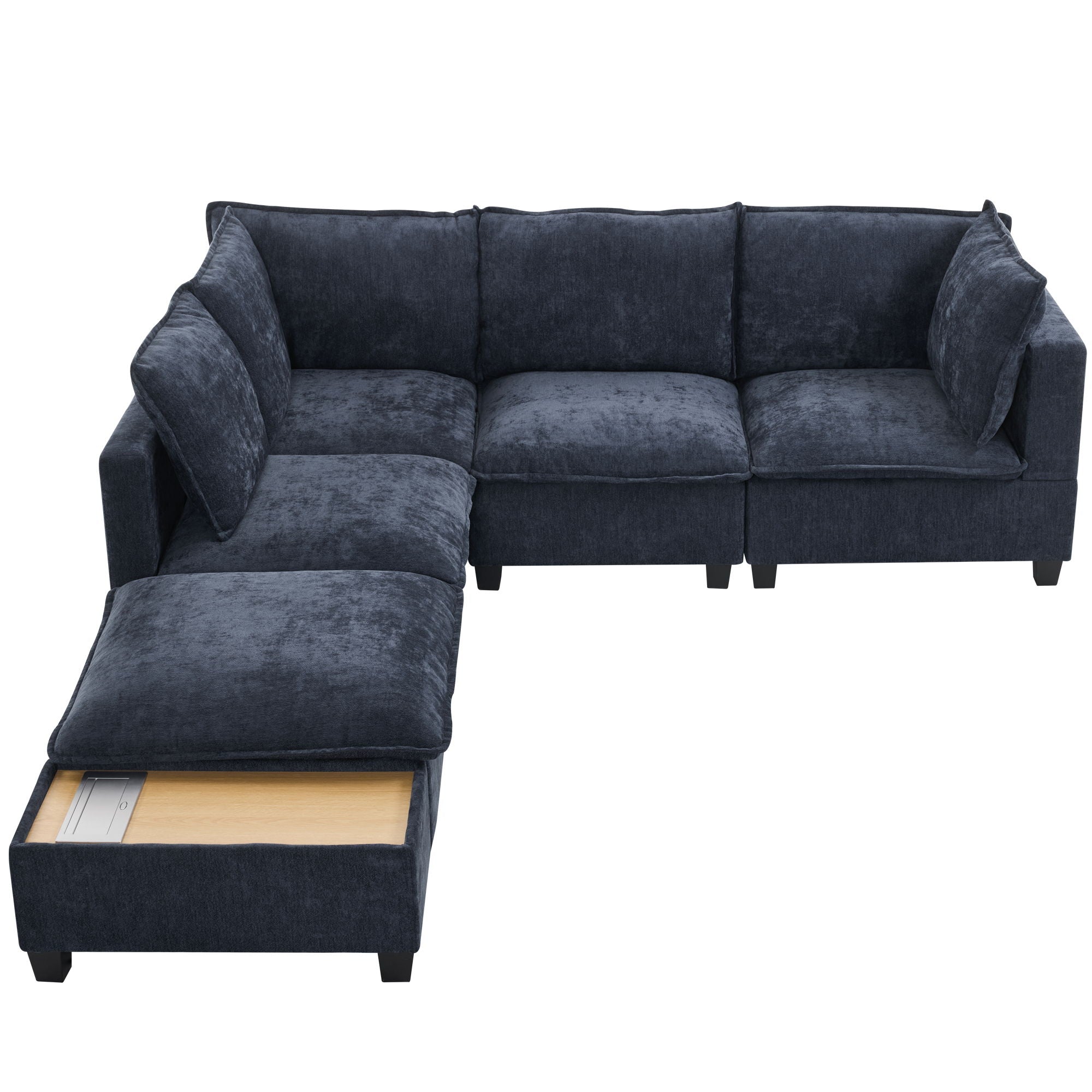 U-Shaped Sectional Modular Sofa With A Movable Ottoman, A Coffee Table With Hidden Charging Devices For Living Room - Best Buy Furniture