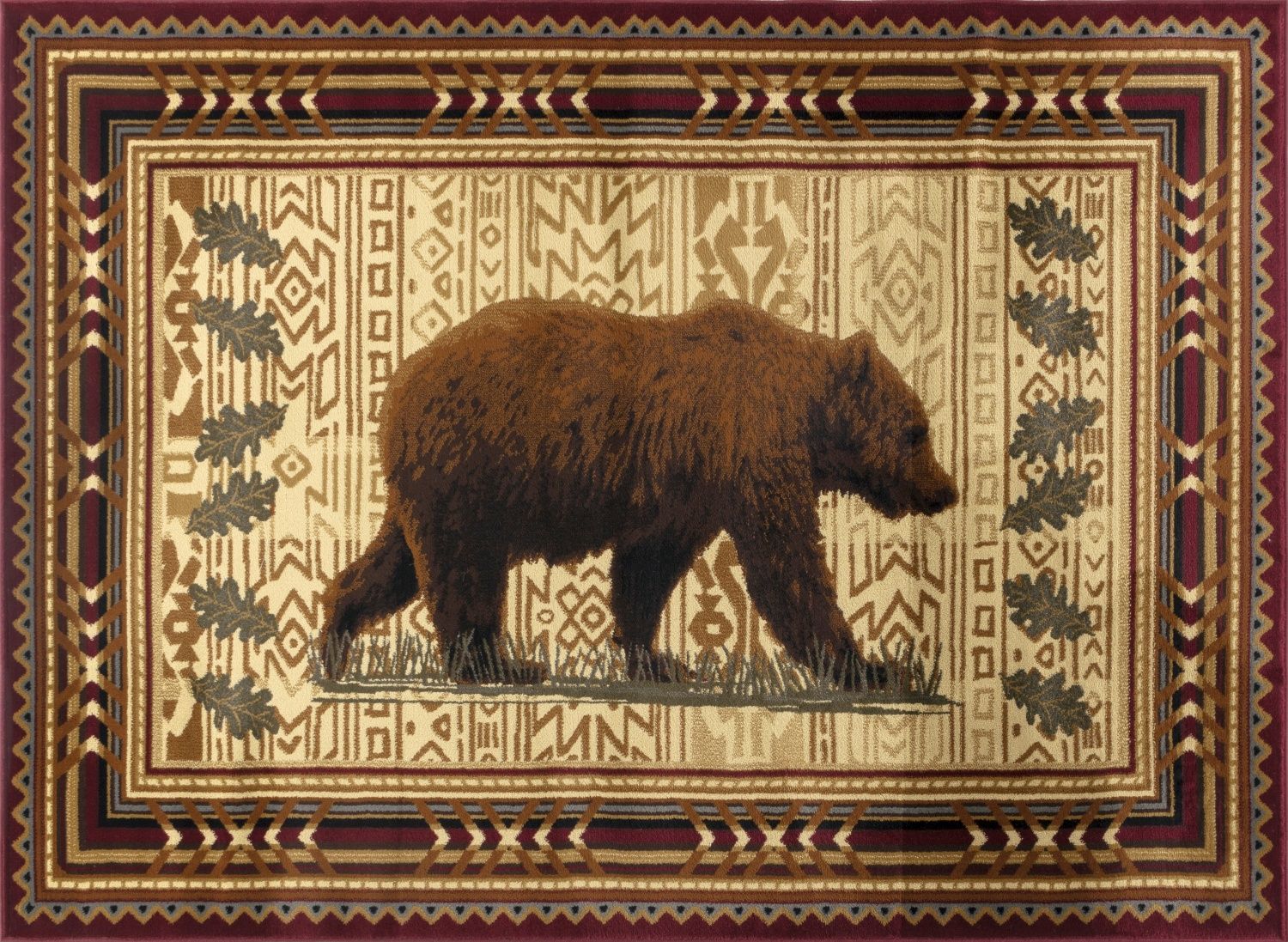 Nature's Nest - 5'3" X 7'3" Lodge Area Rug - Multi, Red - Best Buy Furniture
