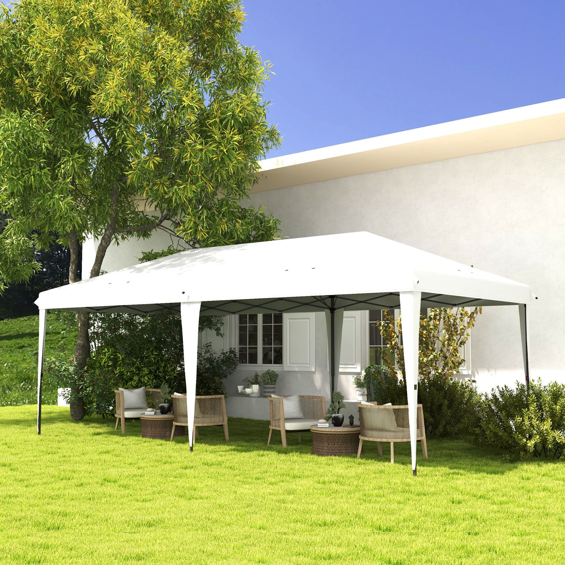 Outsunny - 10' x 19.2' Pop Up Canopy Tent, Heavy Duty Tent For Parties, Outdoor Instant Gazebo Sun Shade Shelter With Carry Bag For Catering, Events, Wedding, Backyard Bbq - Best Buy Furniture