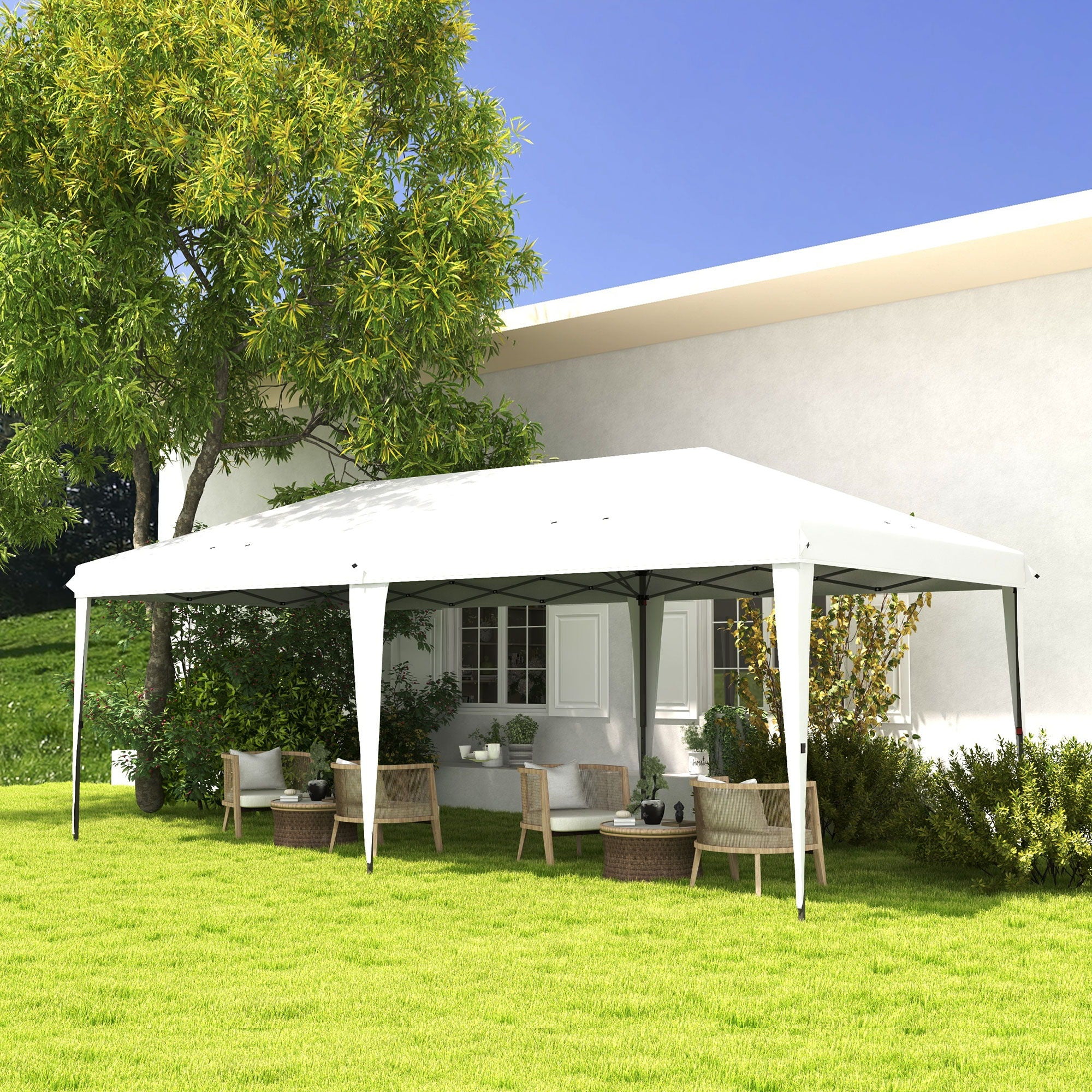 Outsunny - 10' x 19.2' Pop Up Canopy Tent, Heavy Duty Tent For Parties, Outdoor Instant Gazebo Sun Shade Shelter With Carry Bag For Catering, Events, Wedding, Backyard Bbq - Best Buy Furniture