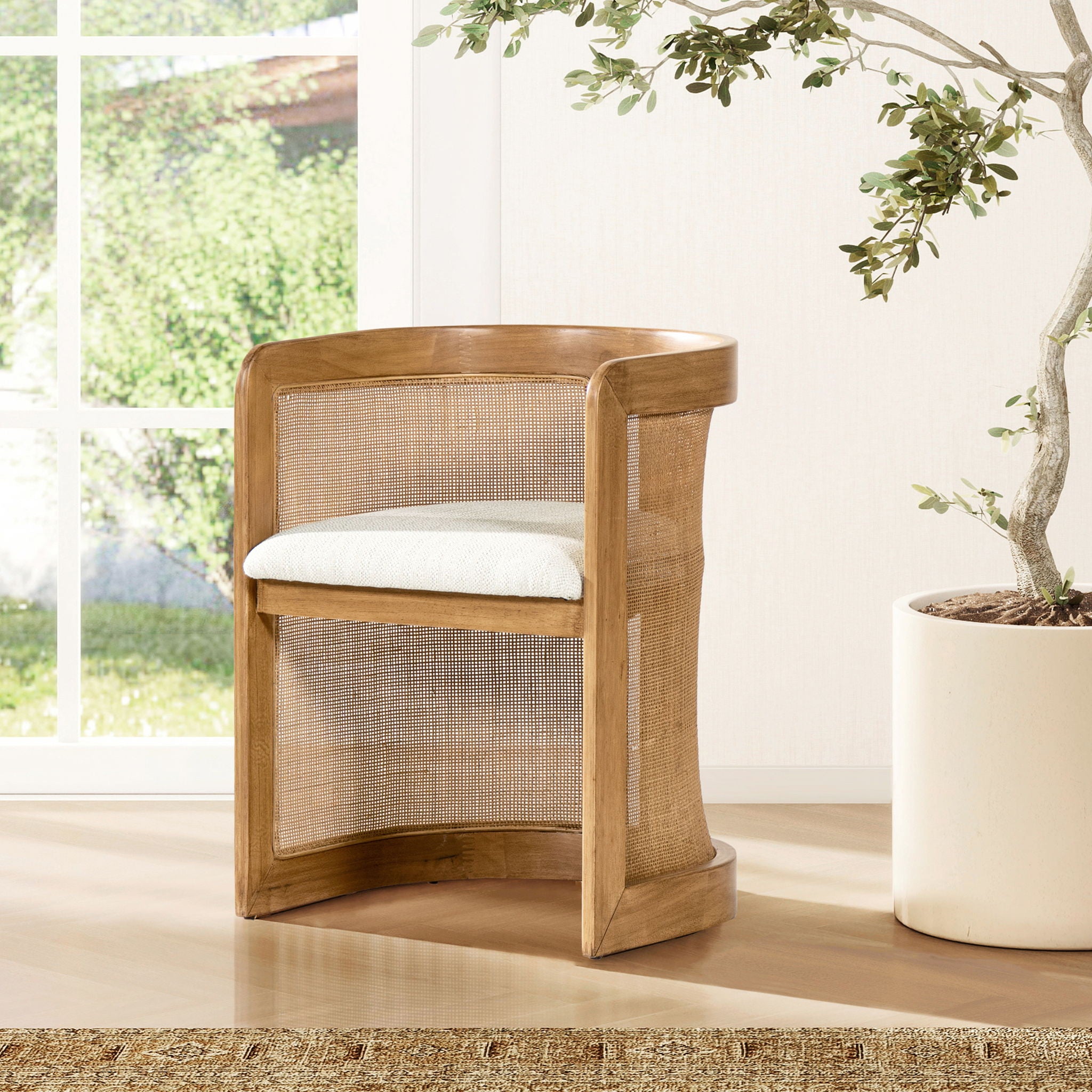 Lilith - Curved Upholstered Dining Chair, Stain Resistant High - White Pepper - Best Buy Furniture