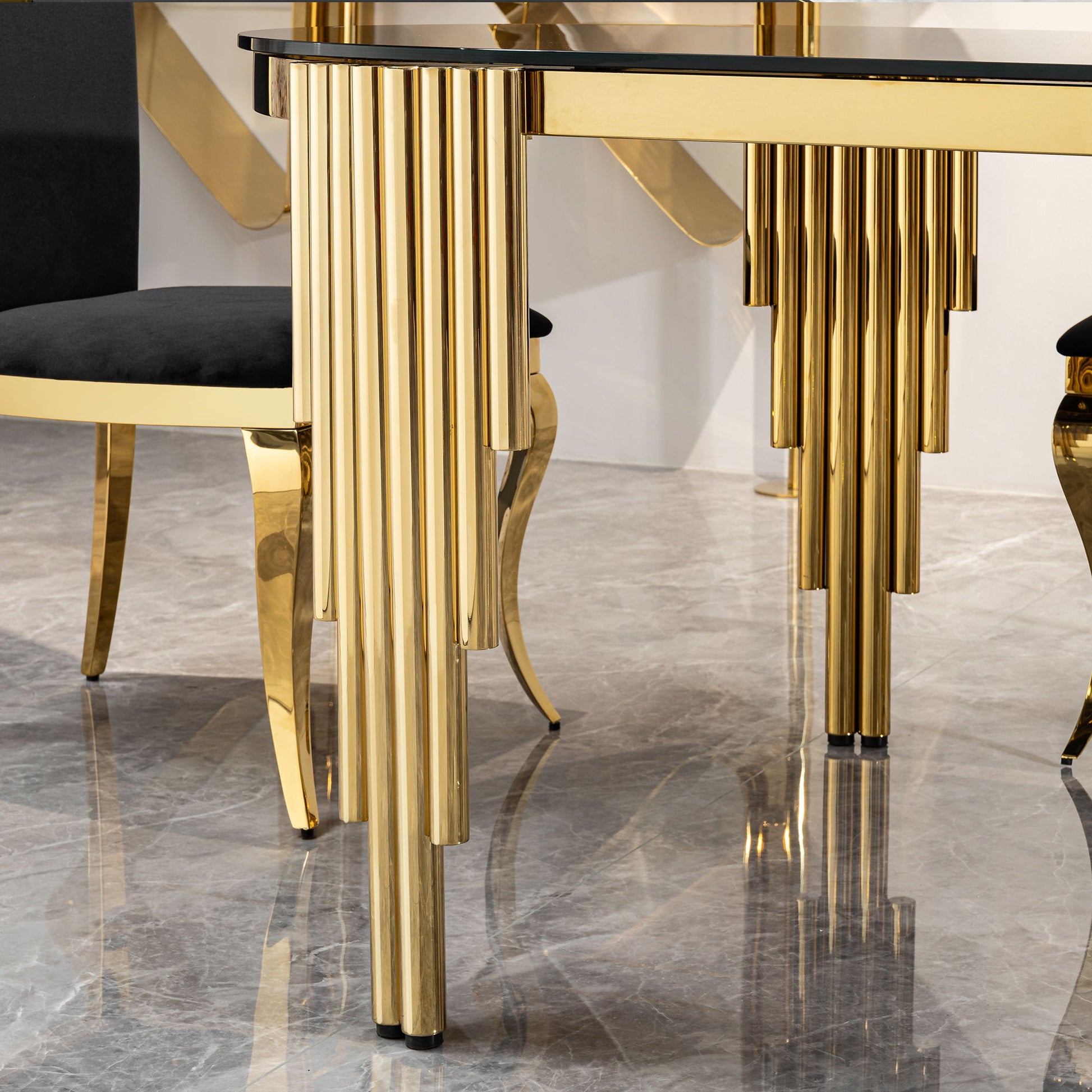 Oval Dining Table With Glass Top And Stainless Steel Base - Best Buy Furniture