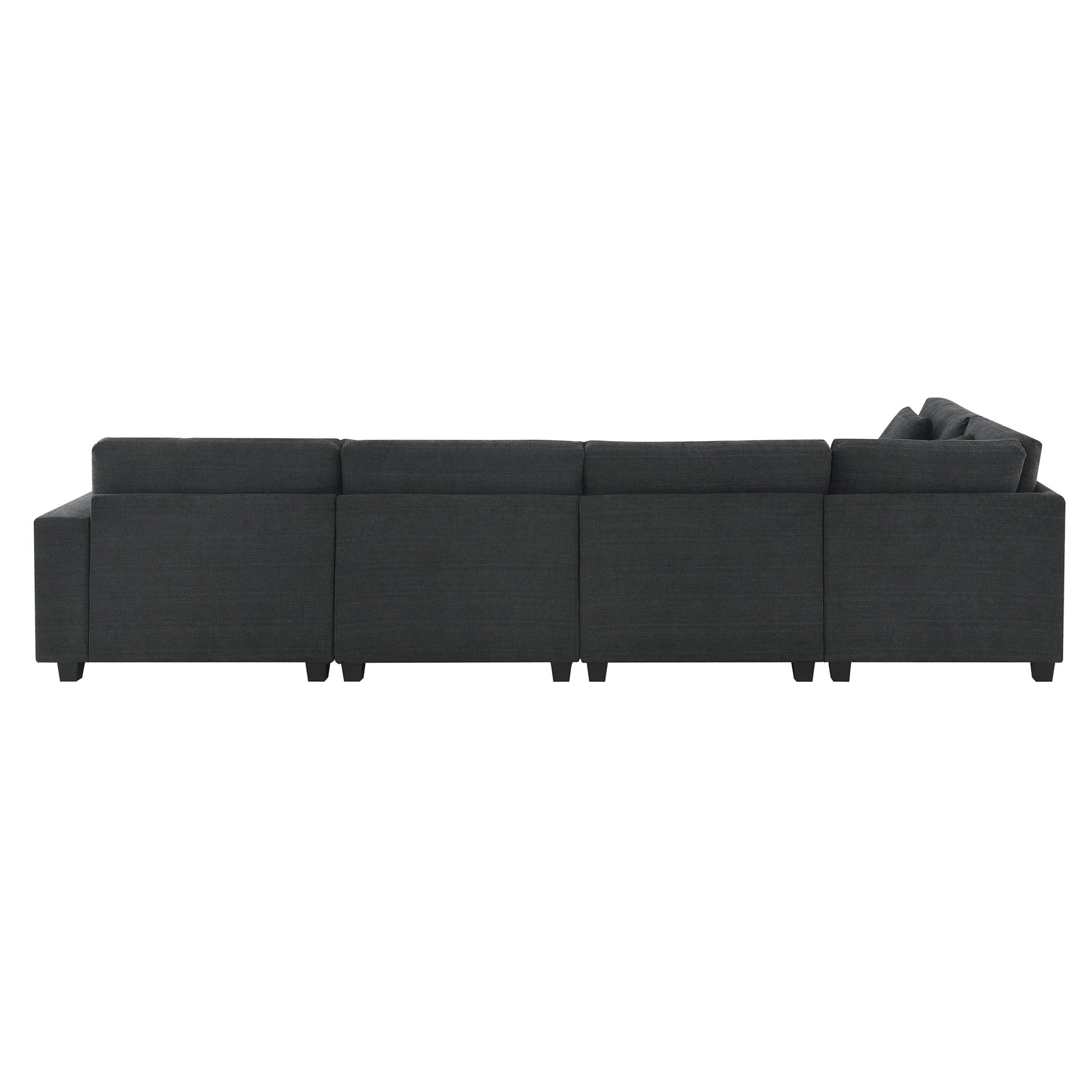 U Shaped Sectional Sofa 6 Seat Couch Set With Oversized Ottoman, Hidden Armrest Storage And Cup Holders USB Charging Ports Wide Seat Sofa - Best Buy Furniture
