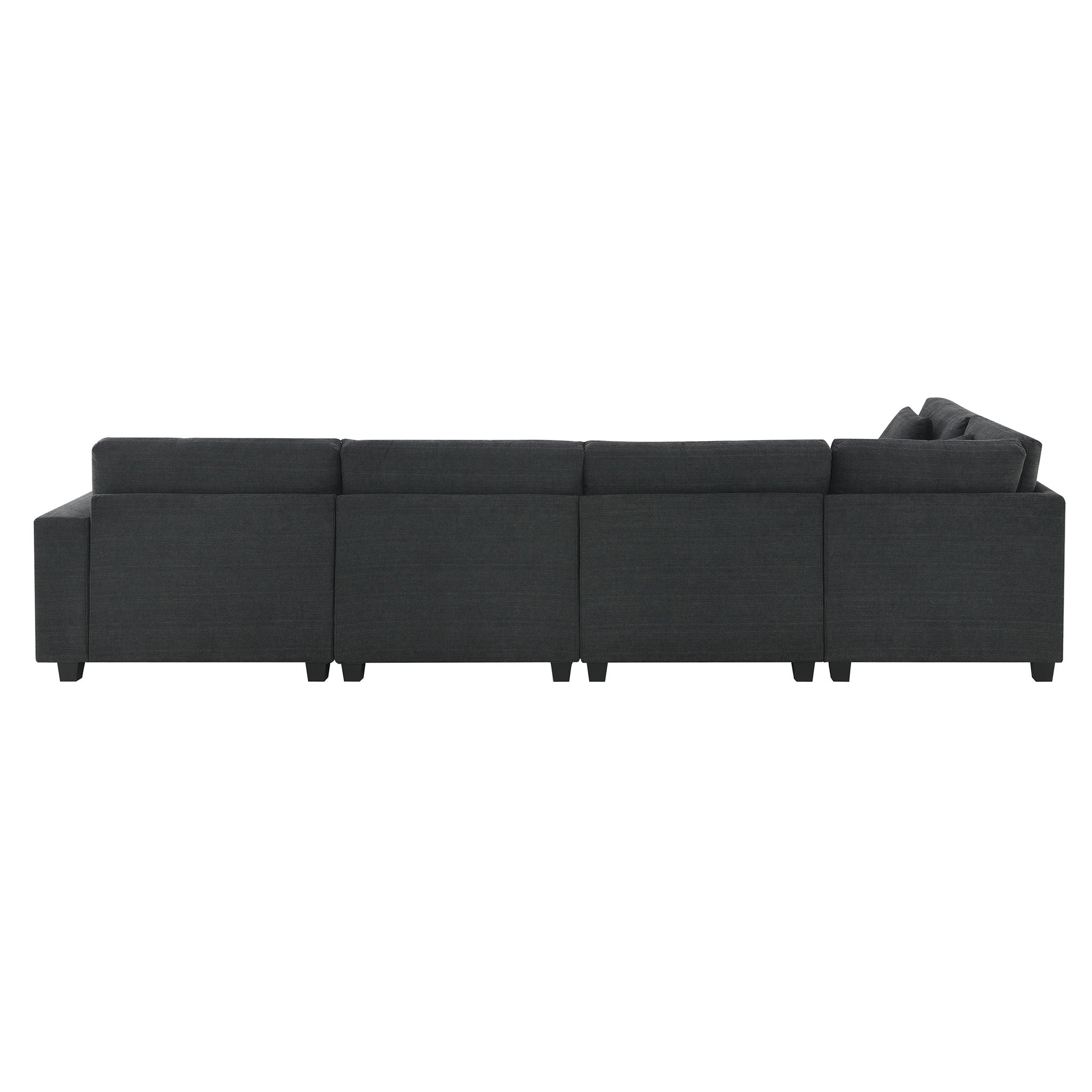 U Shaped Sectional Sofa 6 Seat Couch Set With Oversized Ottoman, Hidden Armrest Storage And Cup Holders USB Charging Ports Wide Seat Sofa - Best Buy Furniture
