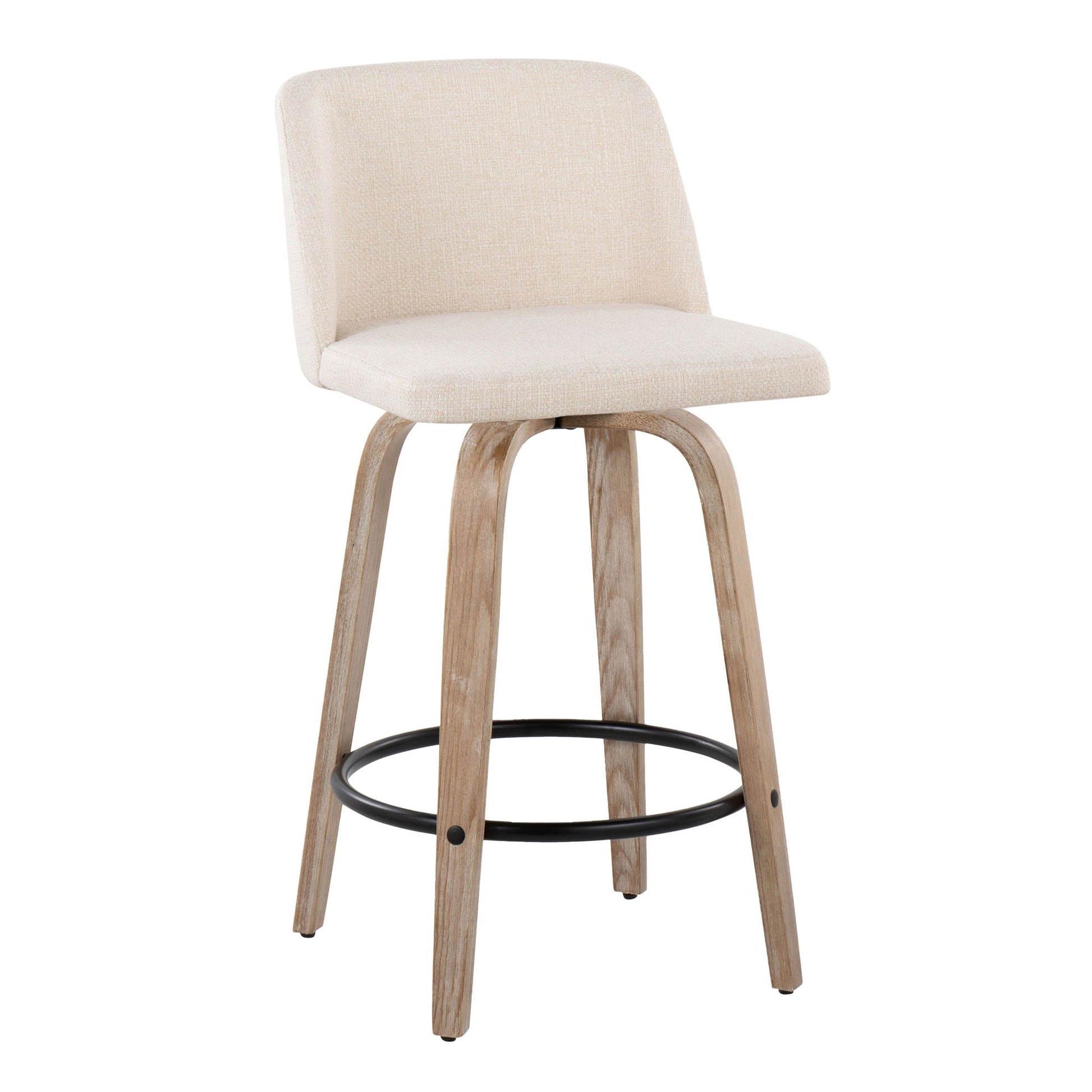 Toriano - Contemporary Fixed-Height Counter Stool & Swivel With Round Footrest (Set of 2) - Best Buy Furniture