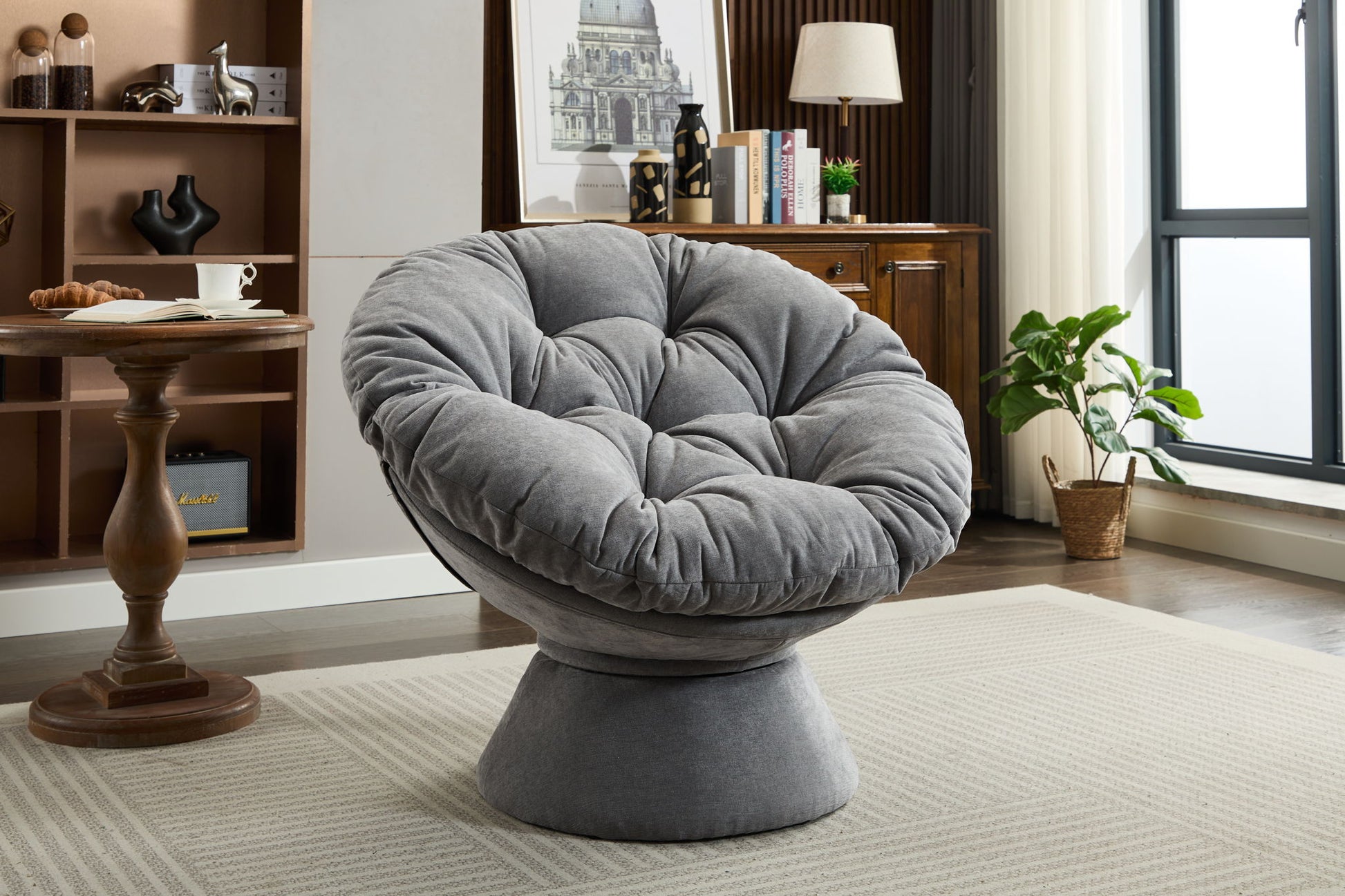 Oversized Swivel Accent Chair, 360 Swivel Barrel Chair, Papasan Chair For Living Room Bedroom - Best Buy Furniture