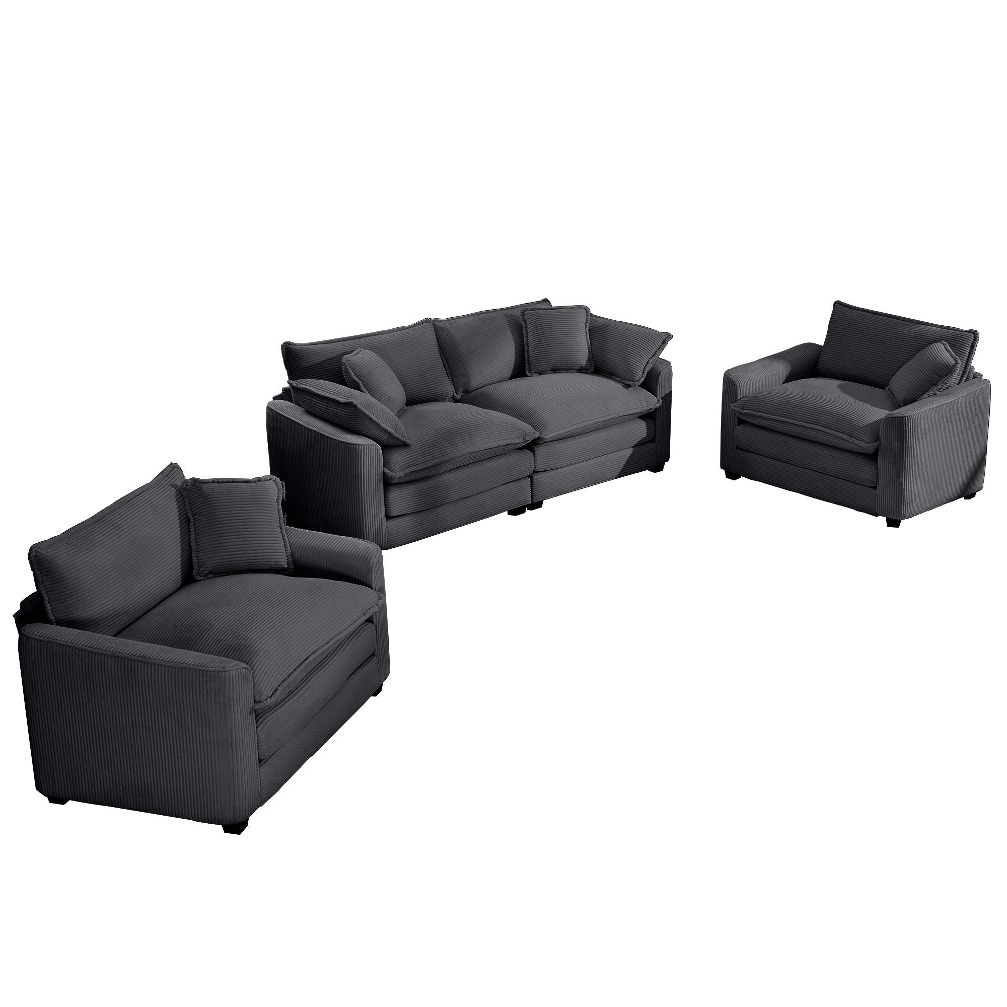 Elegant Corduroy Oversized Sectional Sofa Set With Deep Seats And Flexible Layout - Best Buy Furniture