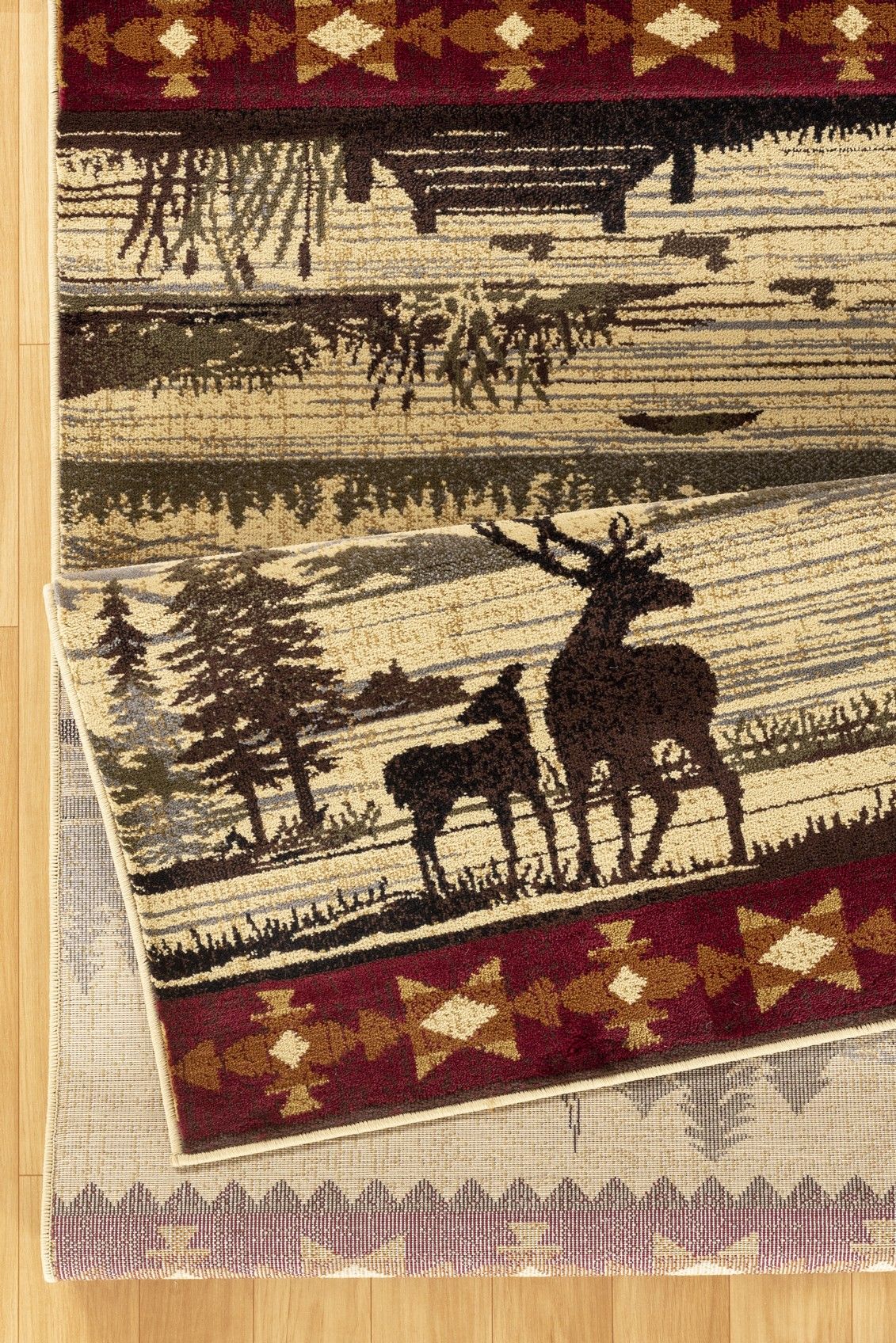 Nature's Nest - 5'3" X 7'3" Lodge Area Rug - Multi / Cream - Best Buy Furniture