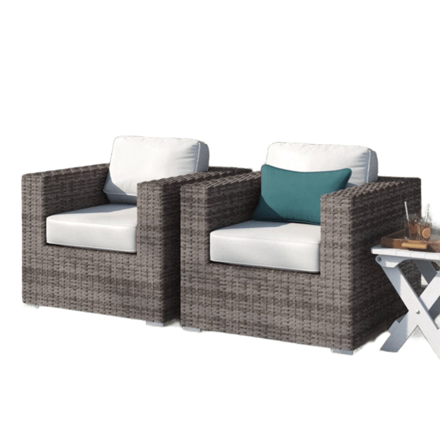 Grade - Club Patio Chair With Sunbrella Cushions Stylish And Durable Outdoor Seating For Ultimate Comfort (Set of 2) - Gray Mix / White - Best Buy Furniture
