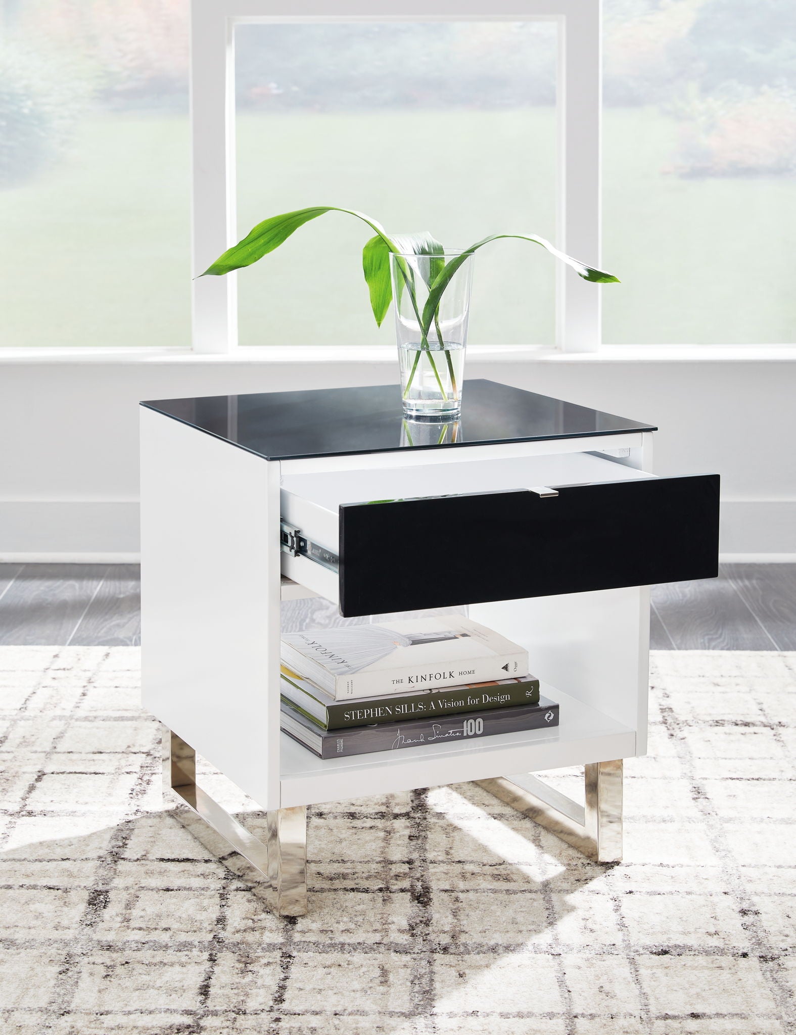 Gardoni - Rectangular End Table - White / Black - Best Buy Furniture