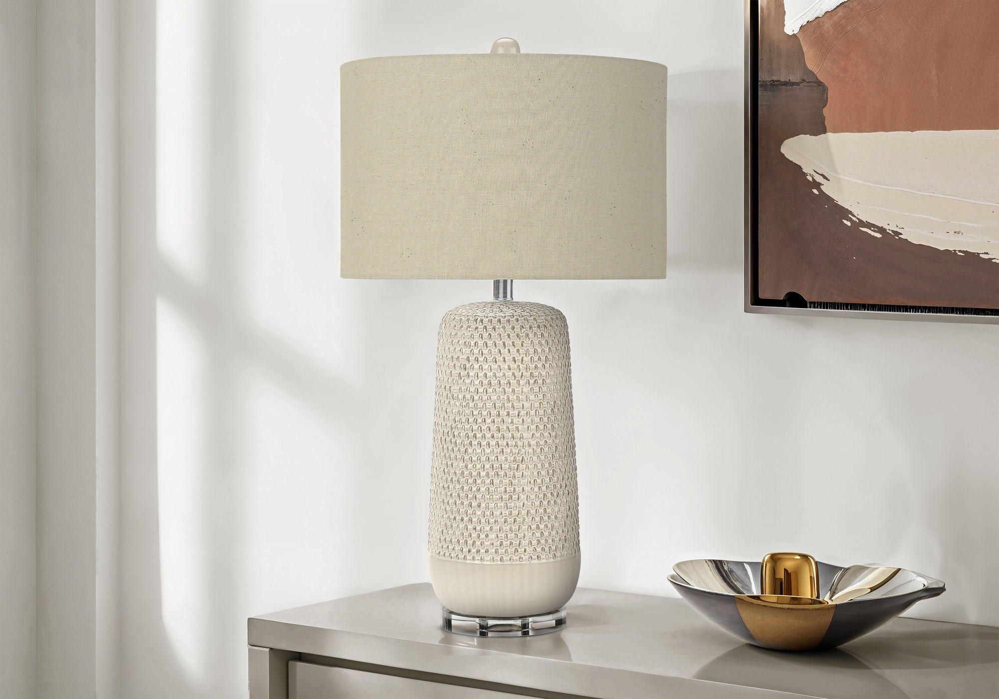 Contemporary Lighting, Table Lamp, Ceramic, Resin - Cream - Best Buy Furniture