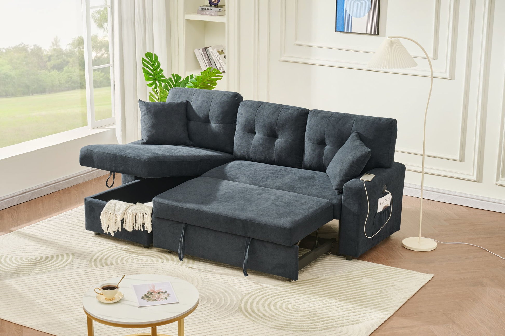 Reversible Sofa Couch Sleeper With Pull Out Bed And USB Port - Best Buy Furniture