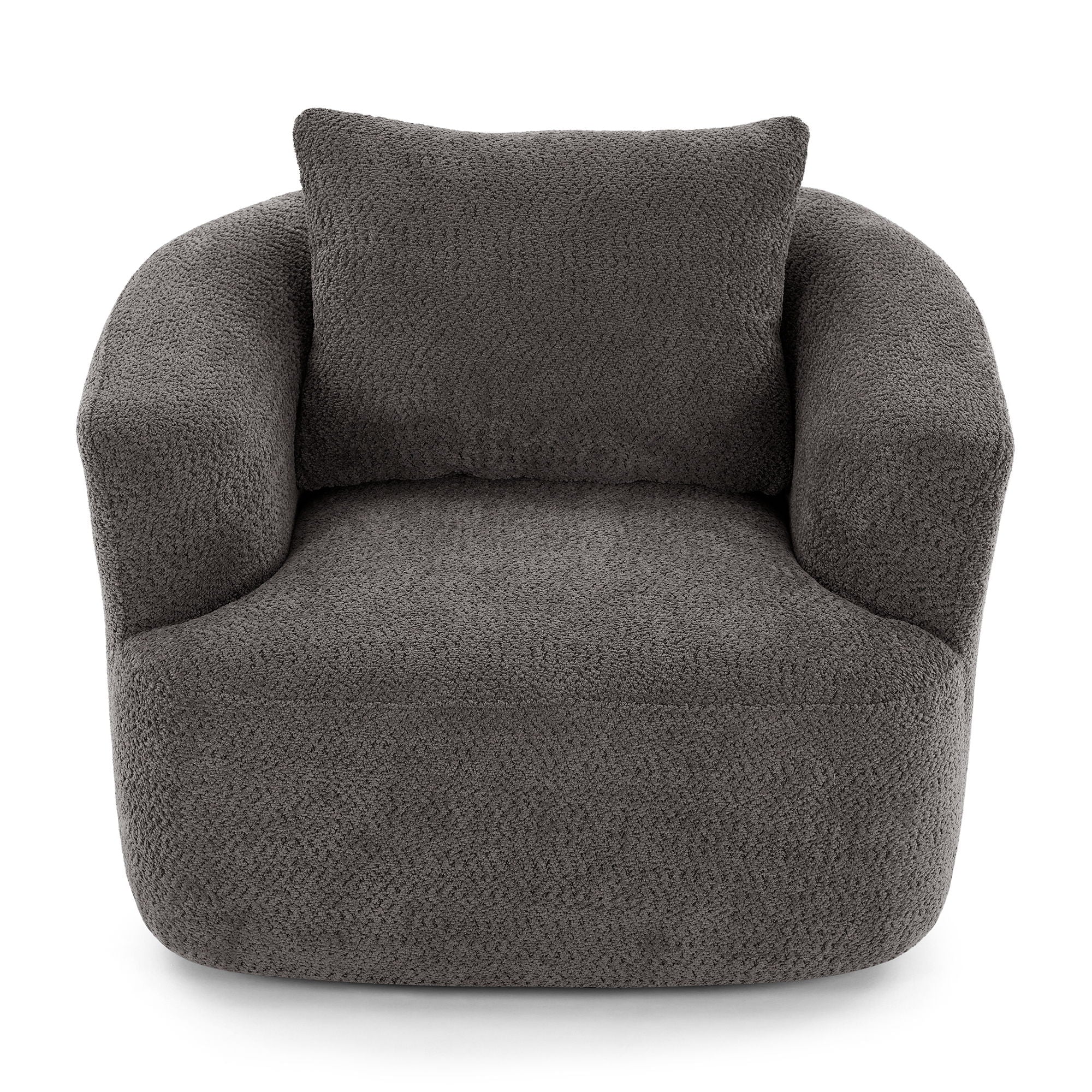 360° Swivel Barrel Sofa Chair With Throw Pillow, Chenille Upholstered Accent Chair - Best Buy Furniture