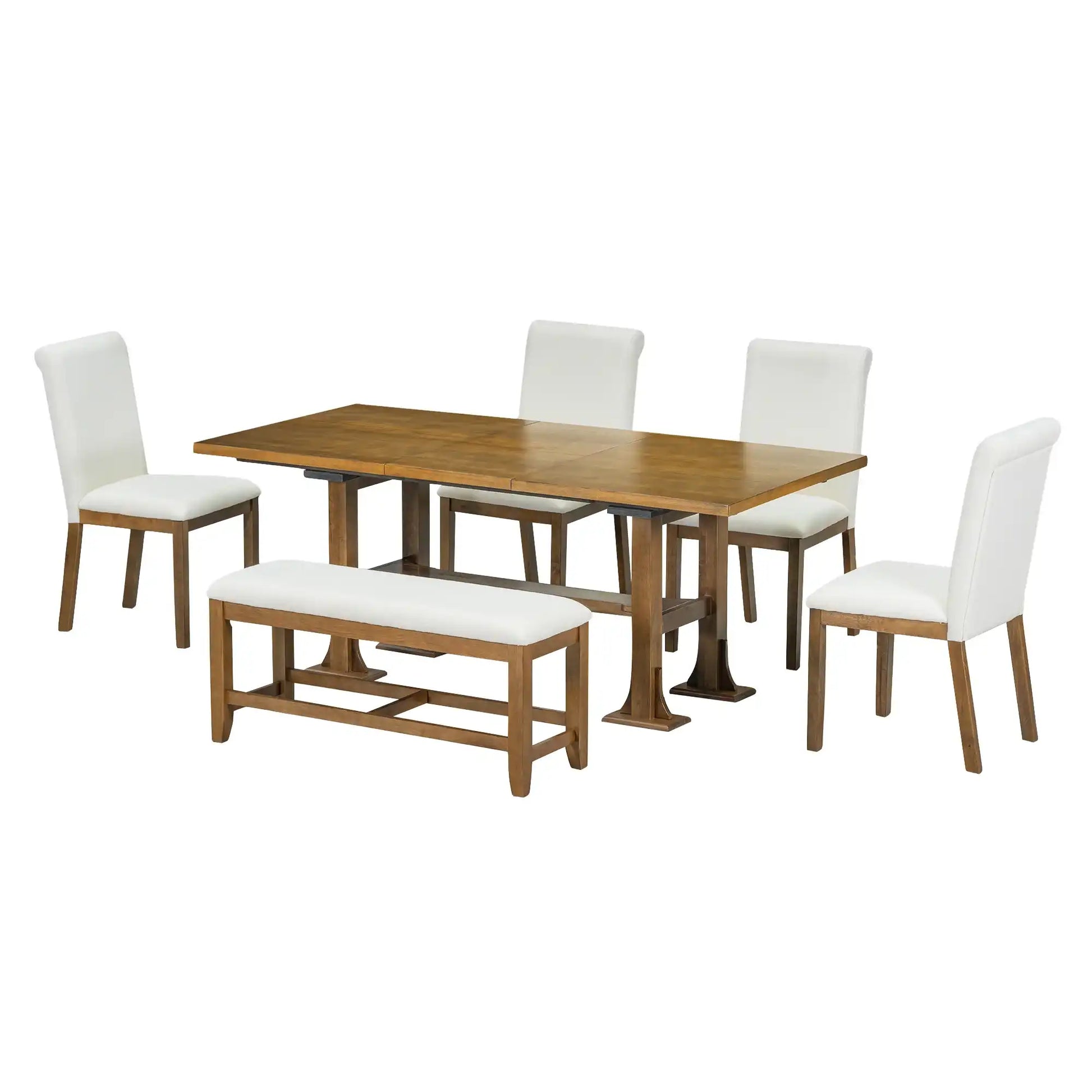 Farmhouse 76" 6-Piece Extendable Dining Table Set, Dark Brown - Best Buy Furniture