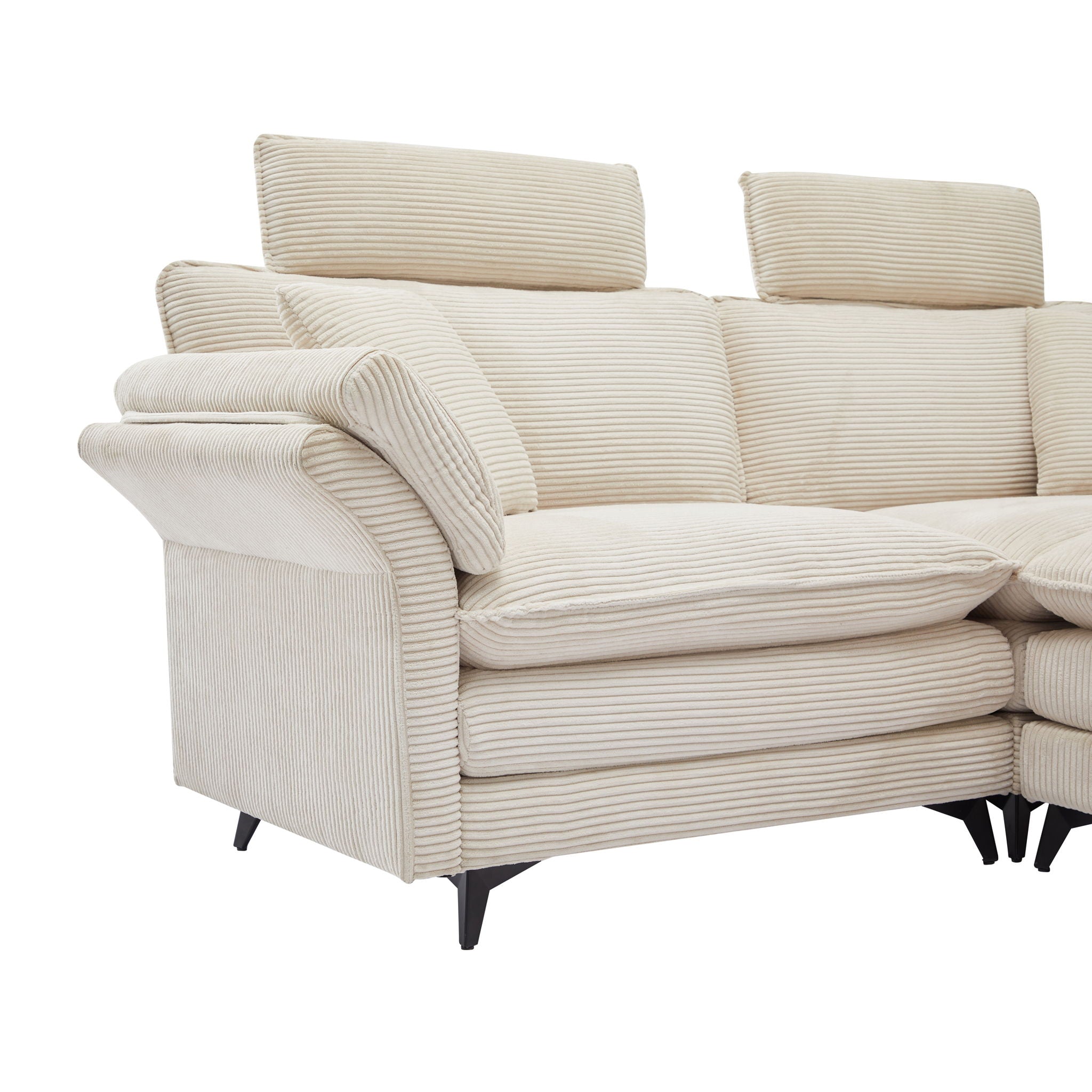 Modern Corduroy Deep Seat Sectional Sofa With Ottoman - Best Buy Furniture