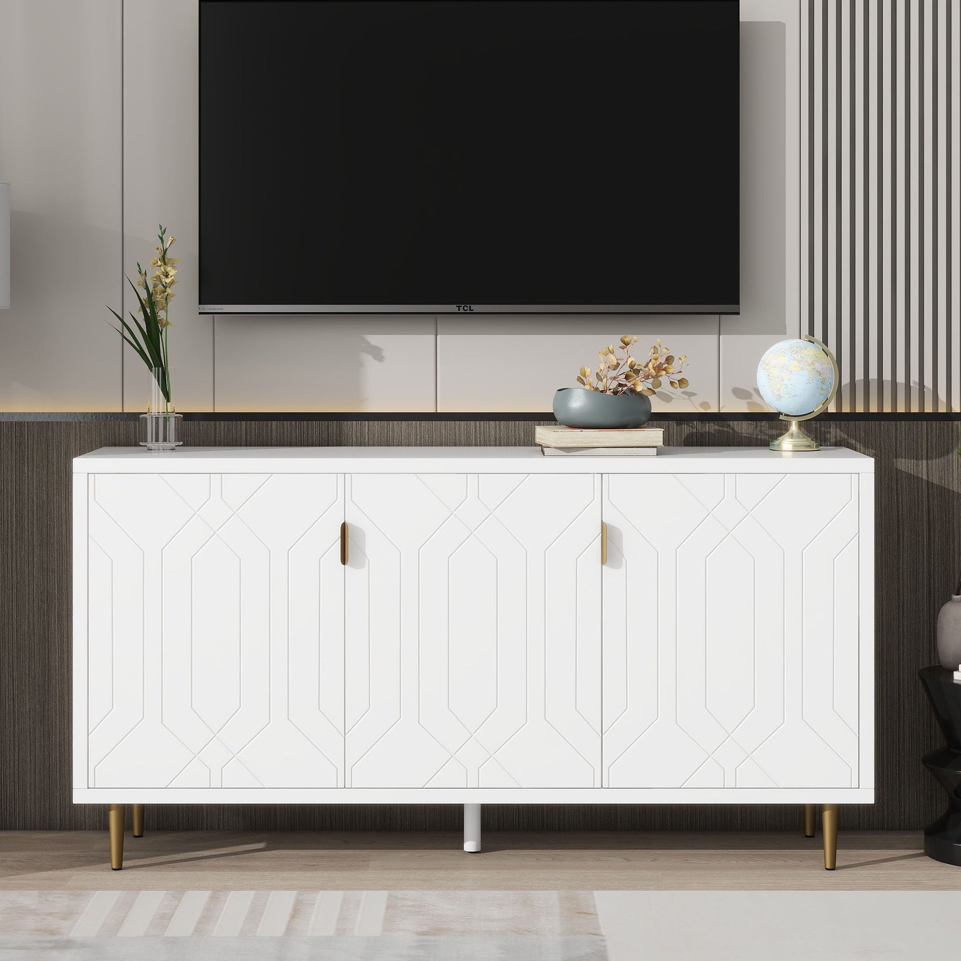 Modern TV Stand With 3 Doors And Adjustable Shelves - Best Buy Furniture