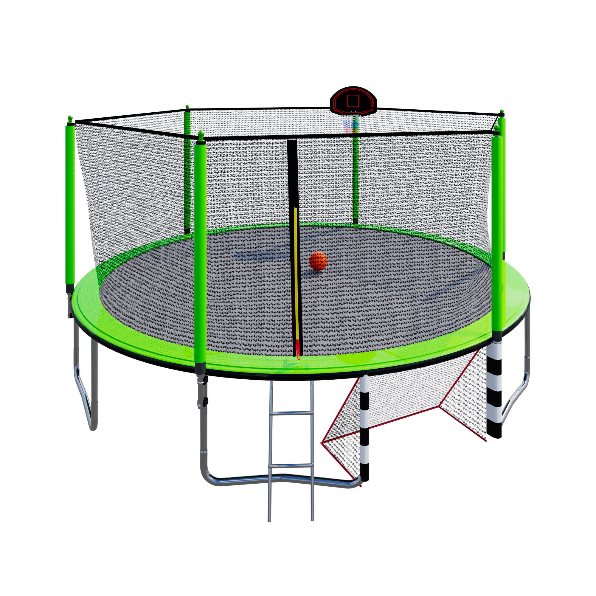 16Ft Trampoline With Basketball Hoop Pump And Ladder (Inner Safety Enclosure) With Soccer Goal - Best Buy Furniture