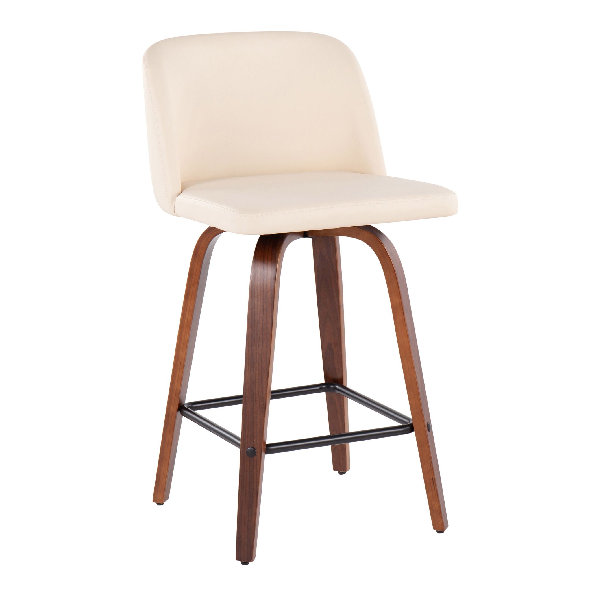 Toriano - Mid Century Modern Fixed Height Counter Stool & Square Footrest (Set of 2) - Best Buy Furniture