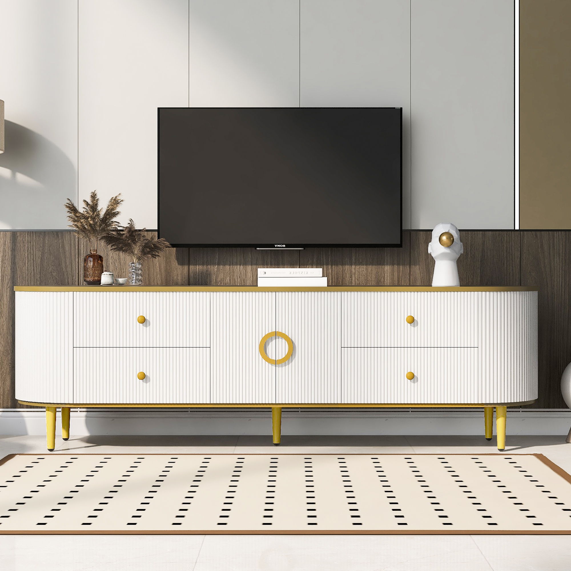 Modern TV Stand With 4 Drawers And 1 Cabinet - Best Buy Furniture