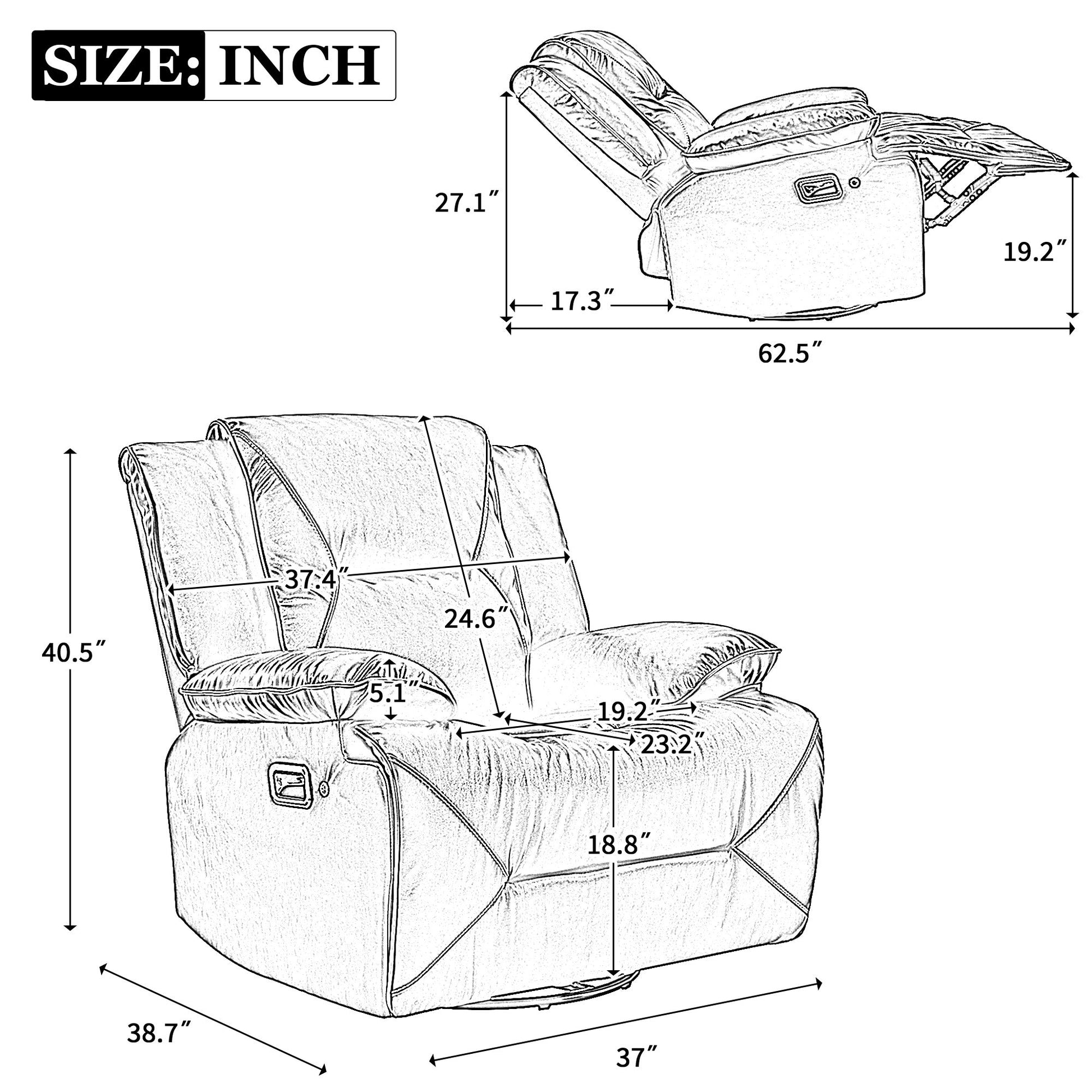 Home Theater Recliner Set Manual Recliner Chair With A LED Light Strip Two Built-In Cup Holders For Living Room - Best Buy Furniture