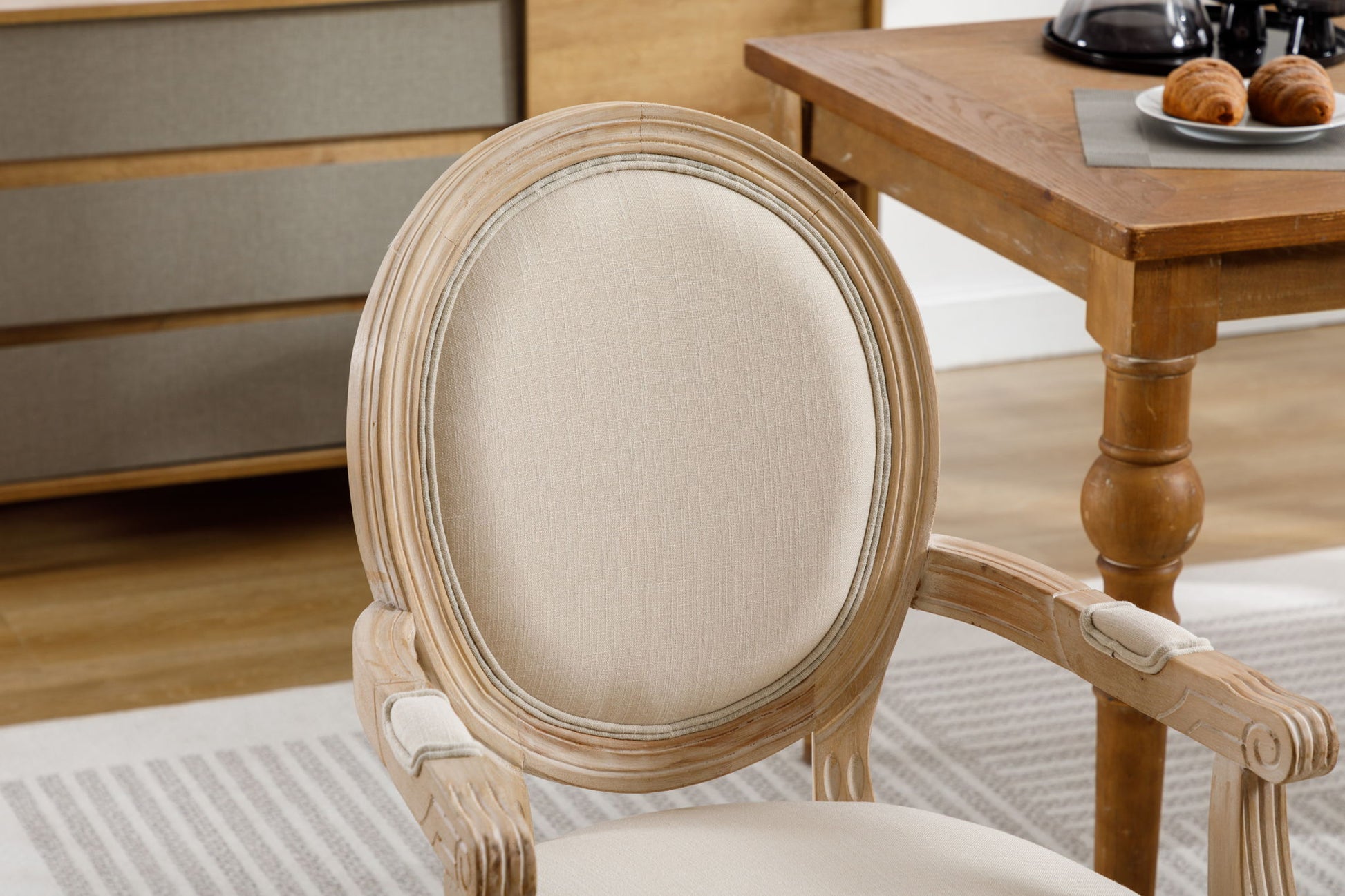 French Vintage Upholstered Fabric Dining Armchair (Set of 2) - Best Buy Furniture