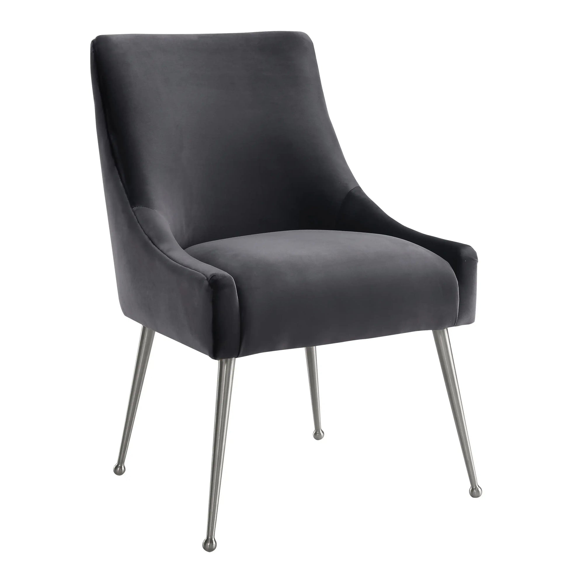 Beatrix - Velvet Side Chair With Silver Leg - Gray - Best Buy Furniture