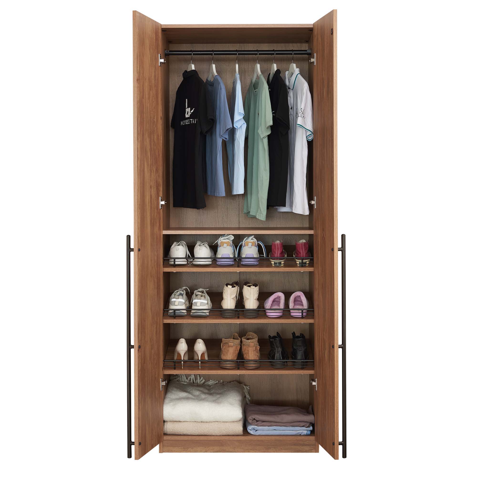 Lee - Free Standing Wardrobe Closet With Adjustable Shoe Shelves