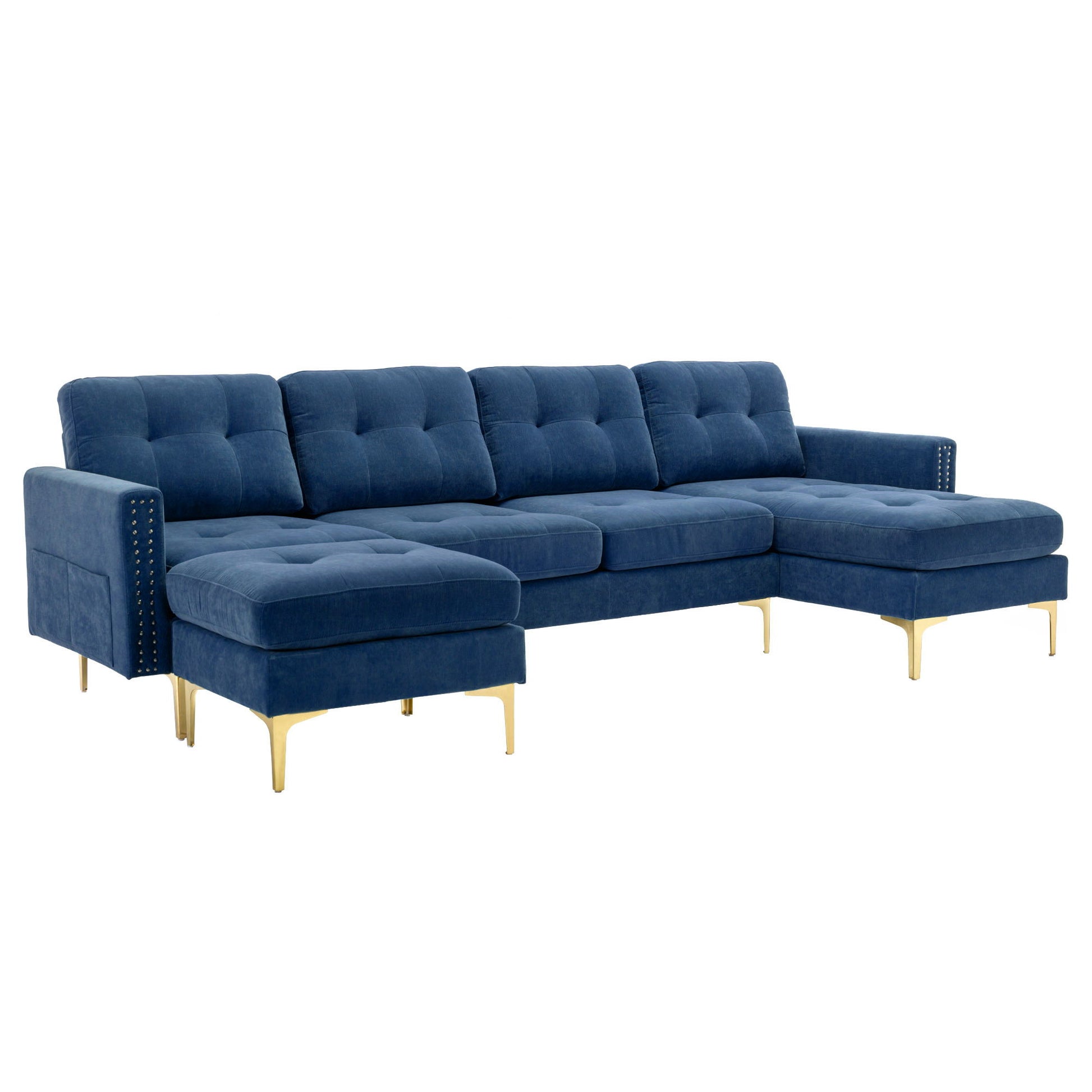 Modern L - Shape Convertible Sectional Sofa With Movable Ottoman - Best Buy Furniture