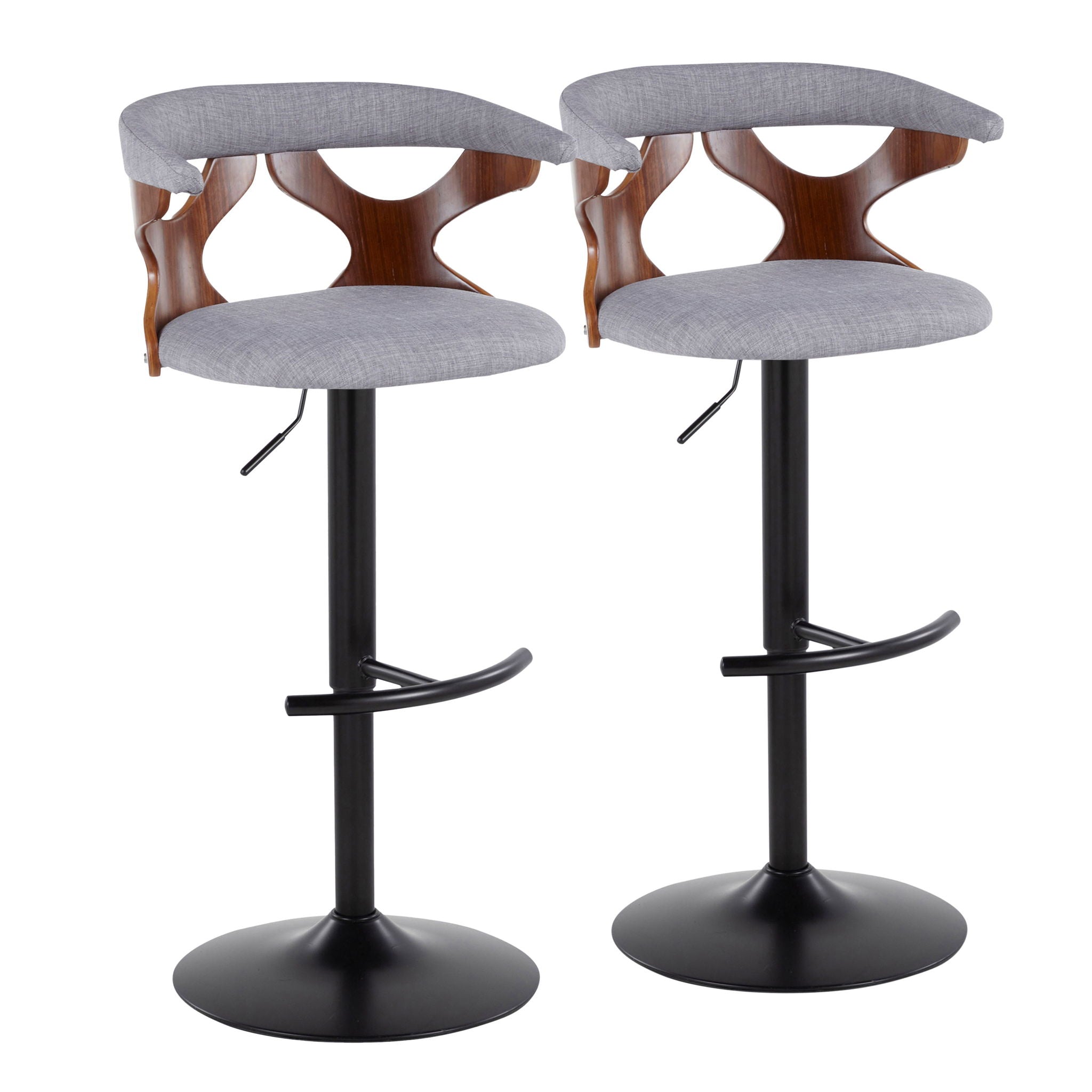 Gardenia - Contemporary Adjustable Barstool, Swivel With Rounded T Footrest (Set of 2) - Best Buy Furniture
