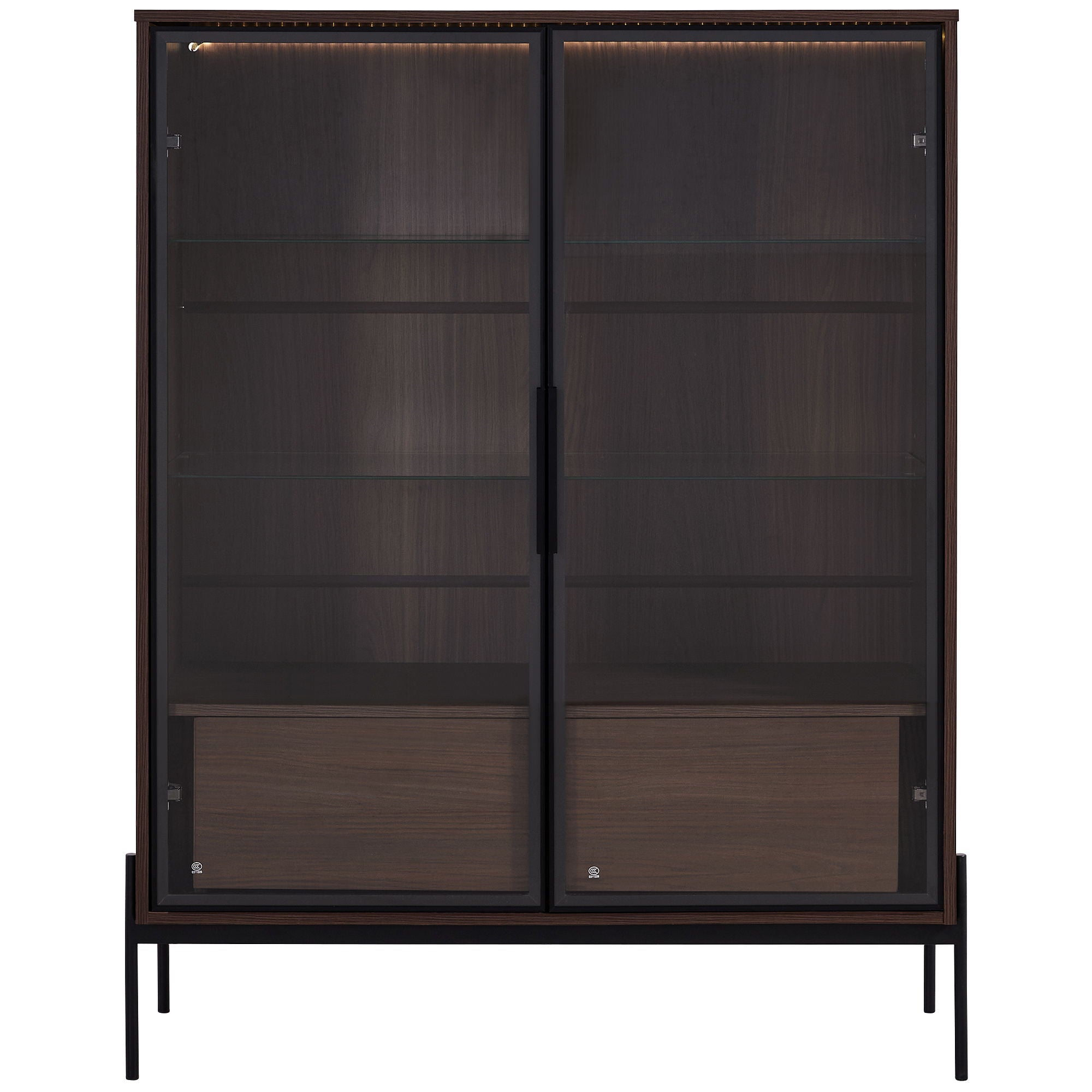 Modern Minimalist Style LED Curio Cabinet With Tempered Glass Door, Metal Legs - Best Buy Furniture