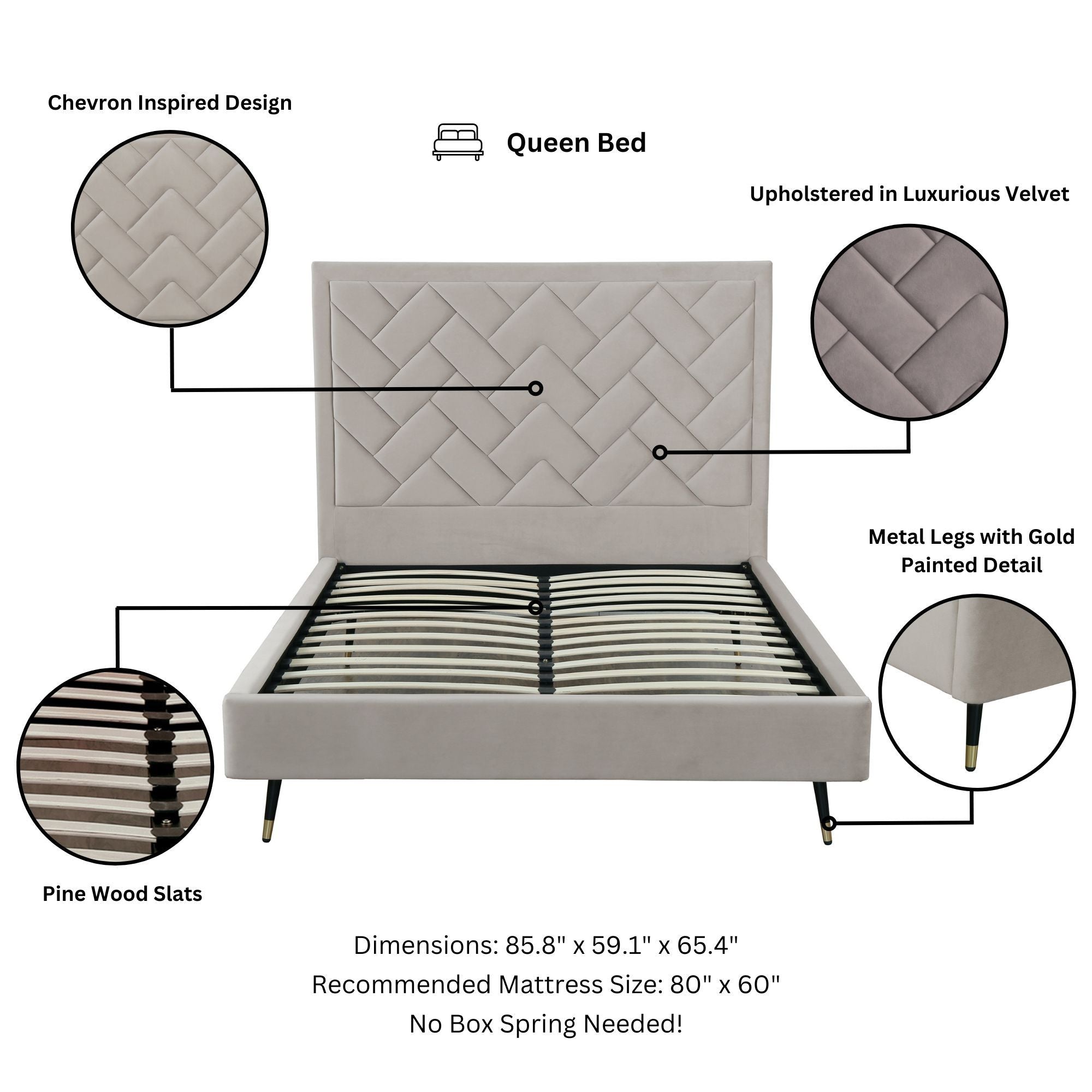 Crosby - Bed With Upholstered Headboard And Slats