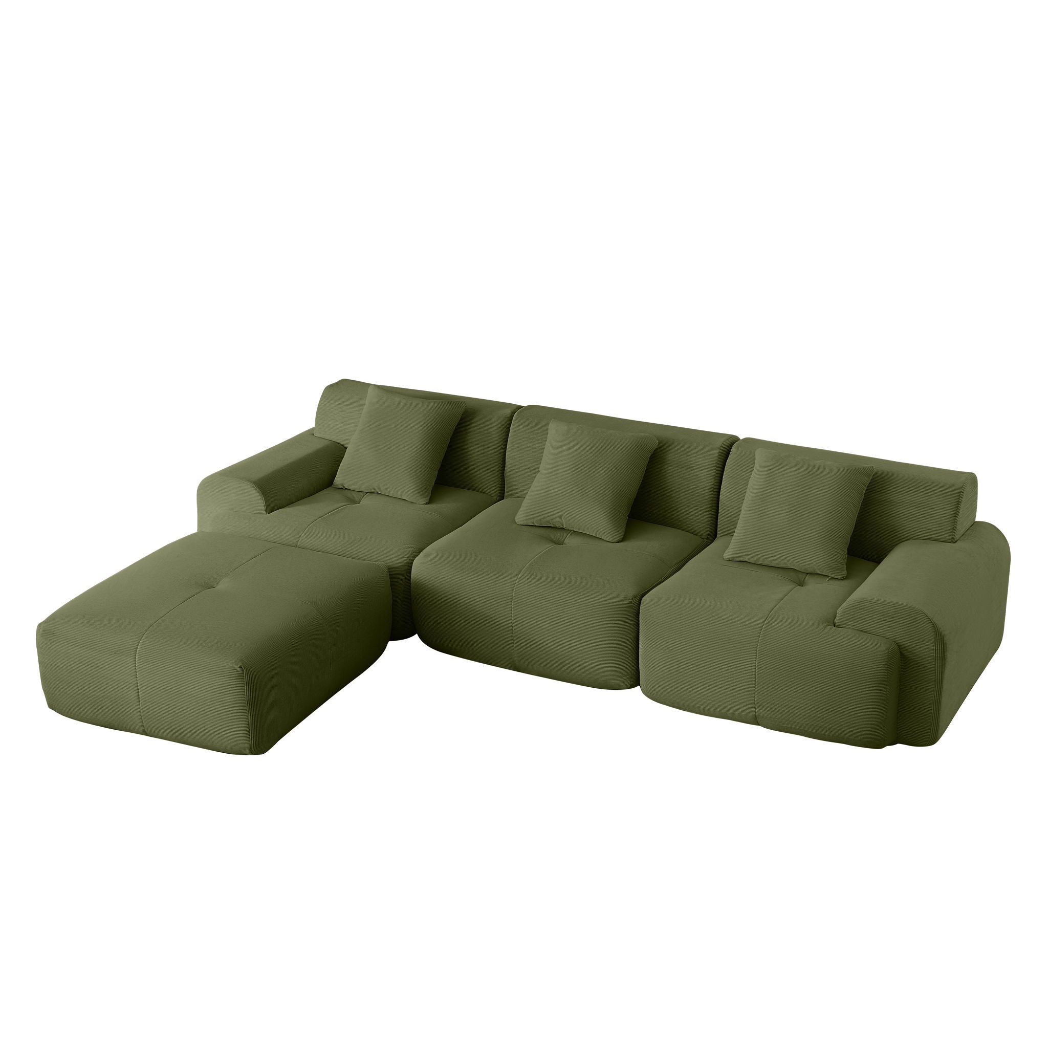 L Shaped Modular Sectional Sofa Corduroy And Movable Ottoman - Best Buy Furniture